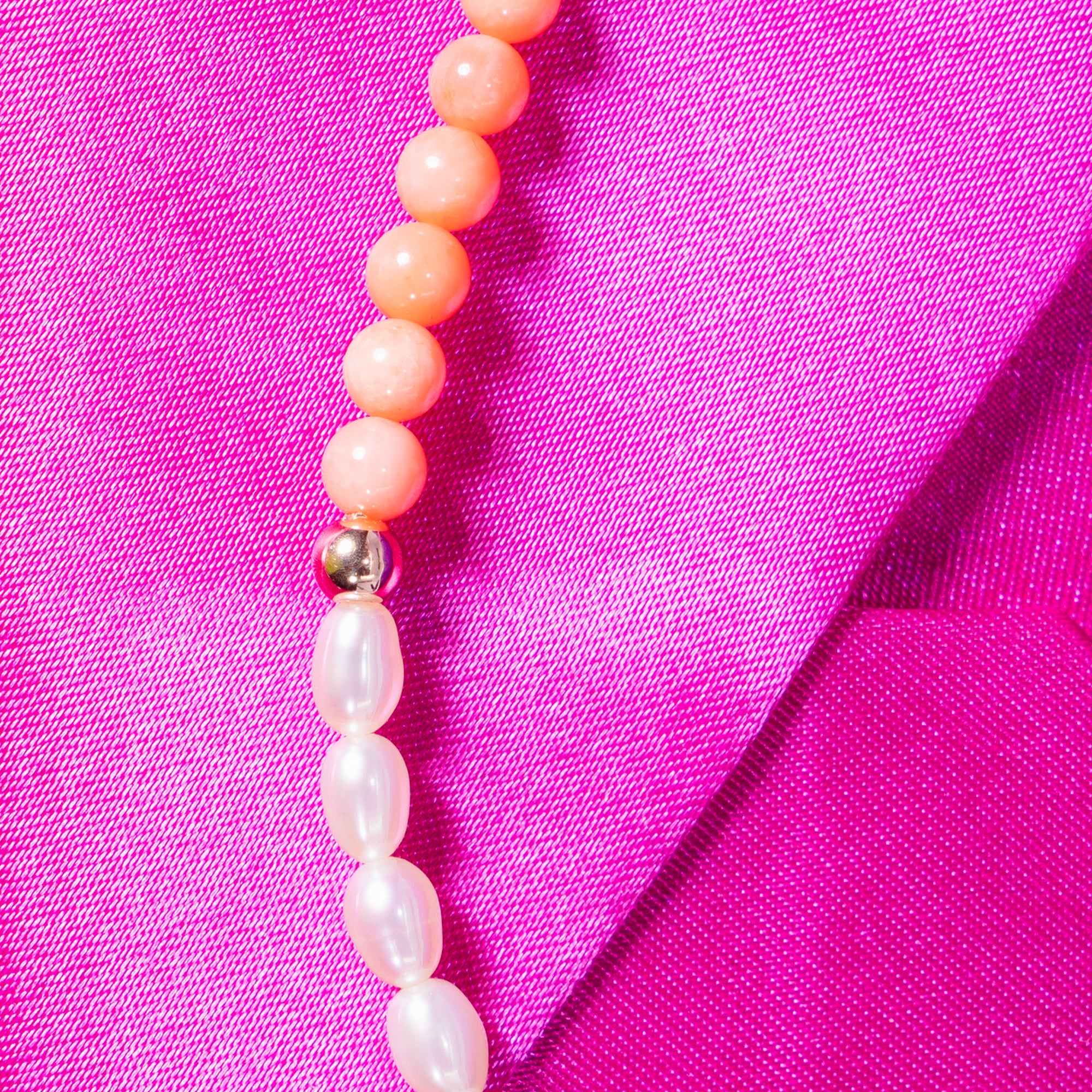 14k White Freshwater Pearl Half & Half Necklace