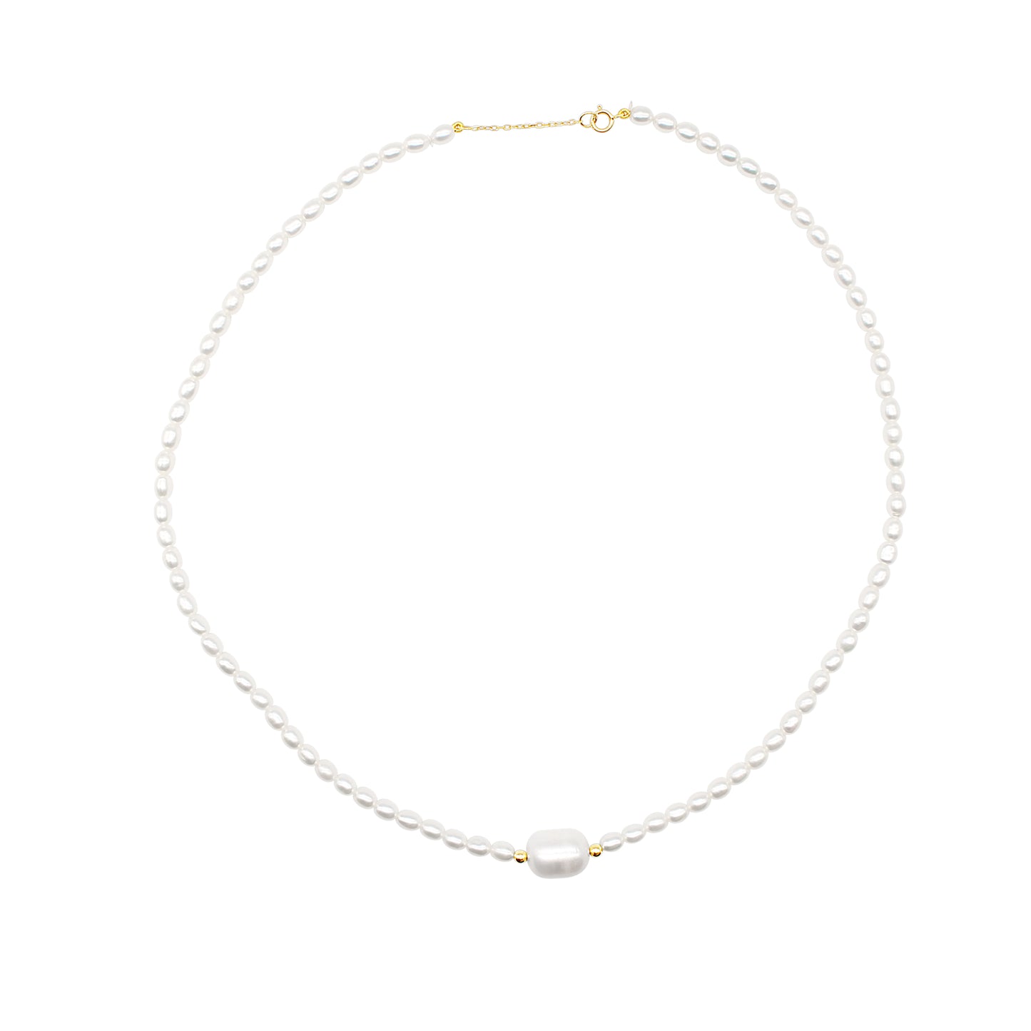 14k White Freshwater Pearl Necklace 18/19"
