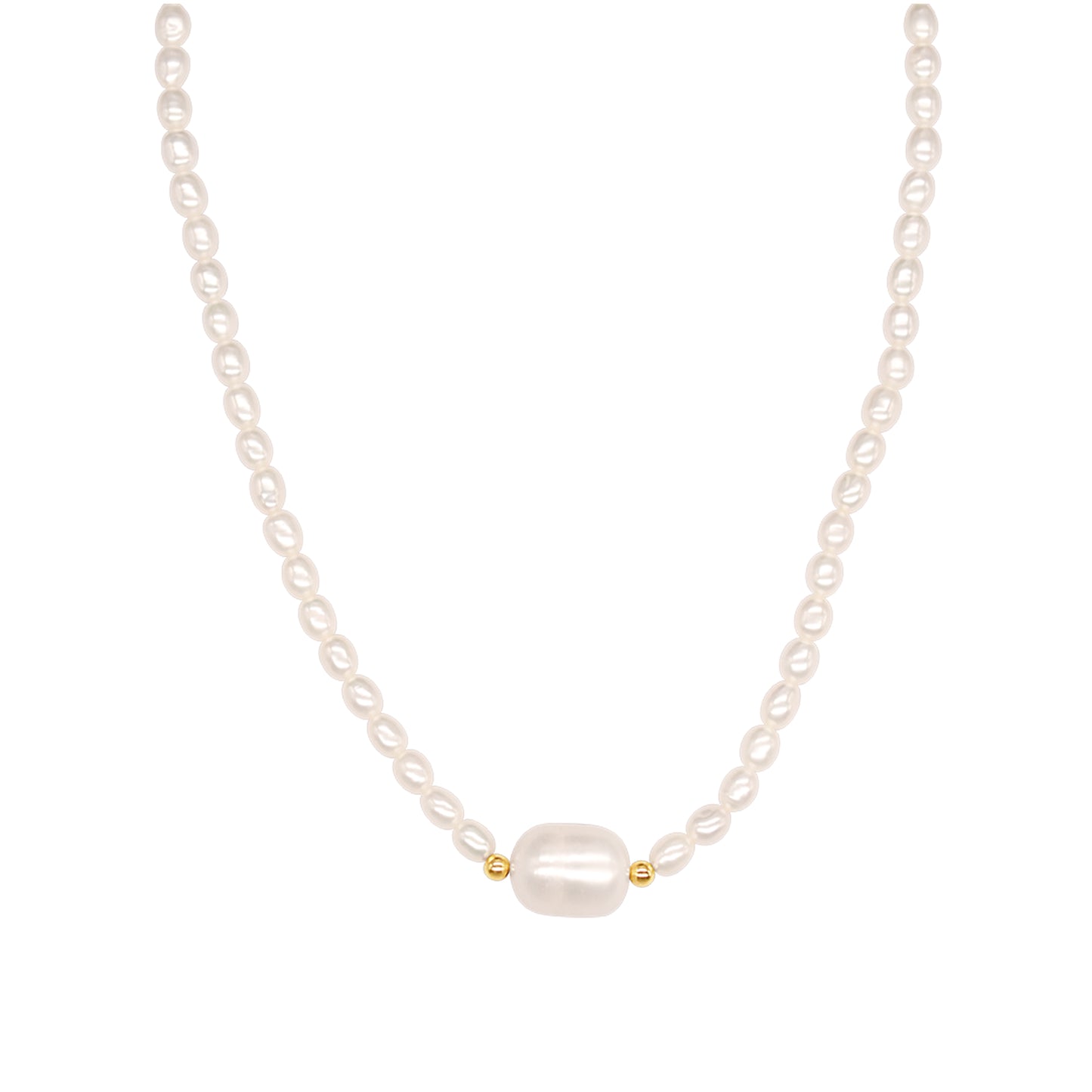 14k White Freshwater Pearl Necklace 18/19"