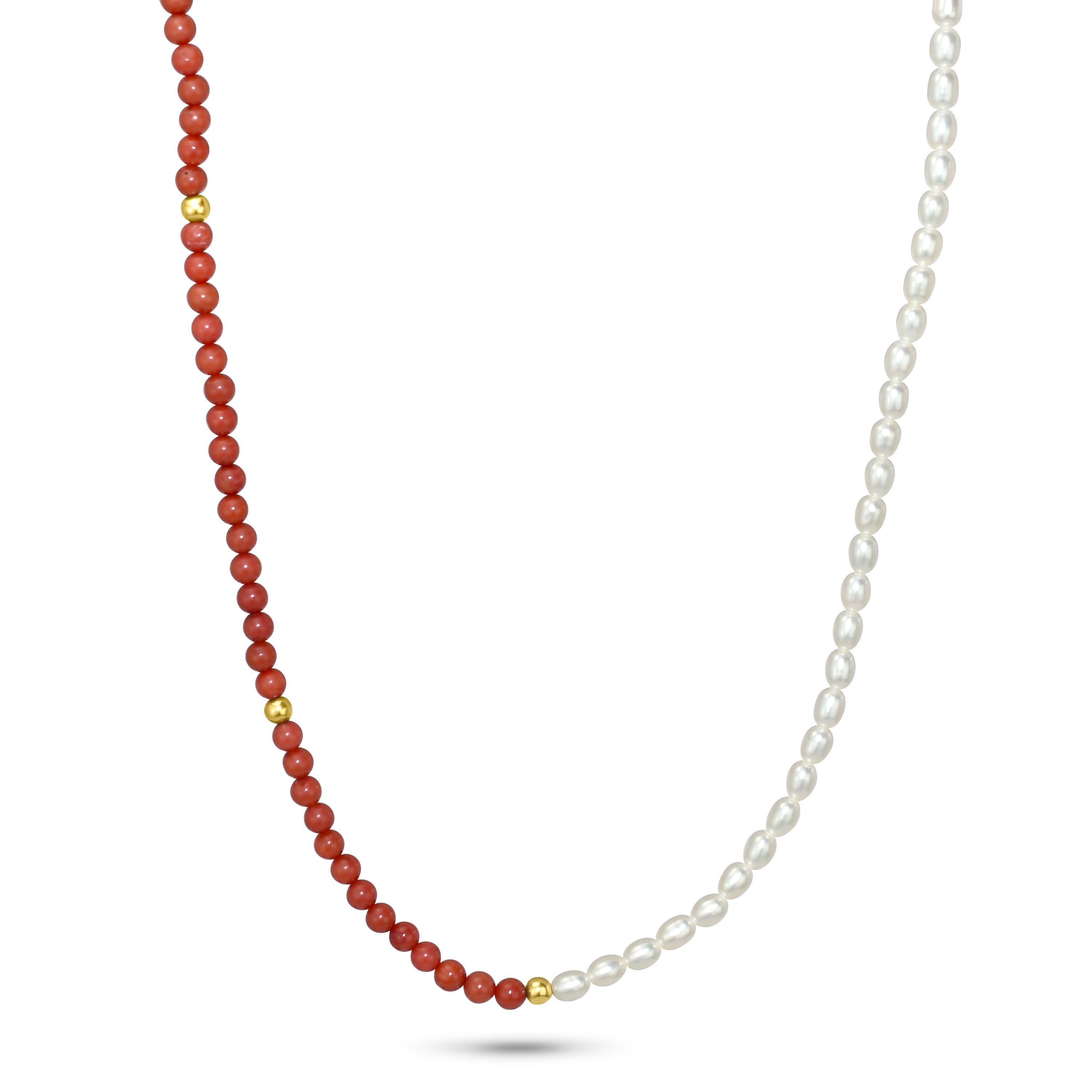 14k White Freshwater Pearl Half & Half Necklace