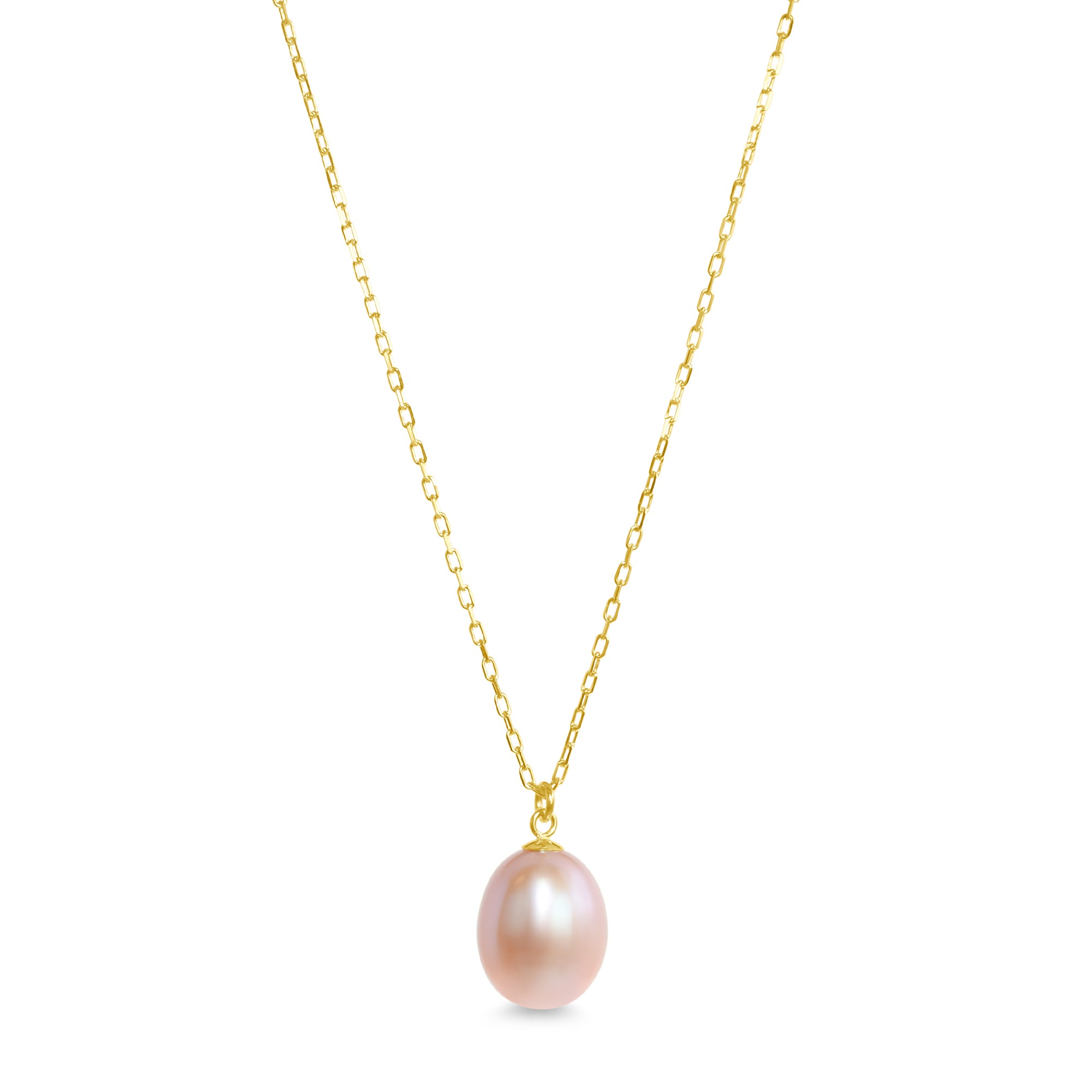 14k Pink Freshwater Pearl Obl Pendant Necklace 17"