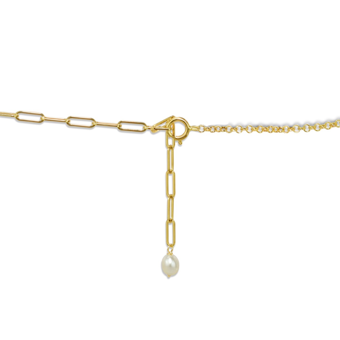 14k White Freshwater Pearl Link Gold Chain Anklet