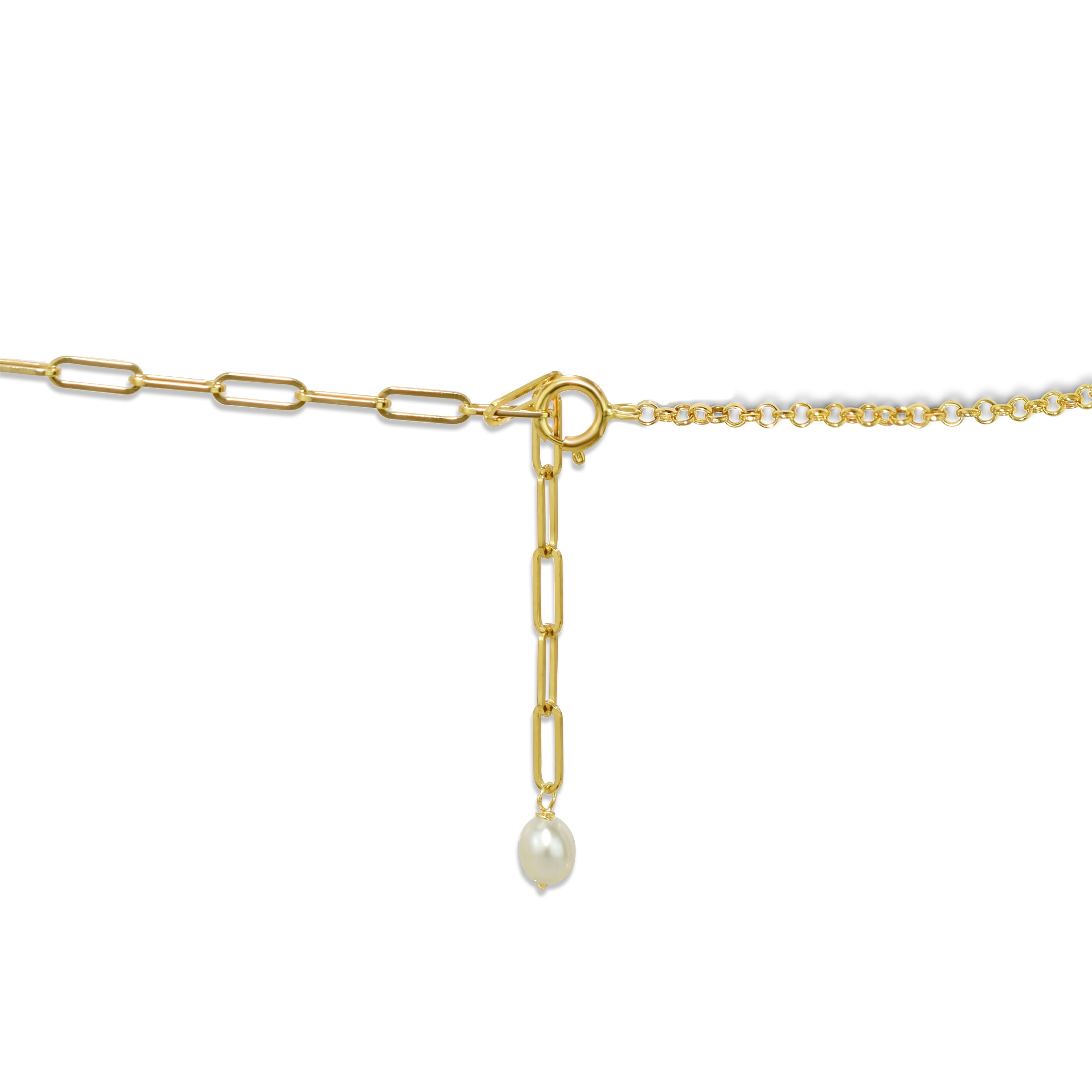 14k White Freshwater Pearl Link Gold Chain Anklet