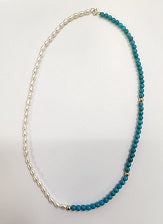 14k White Freshwater Pearl Half & Half Necklace