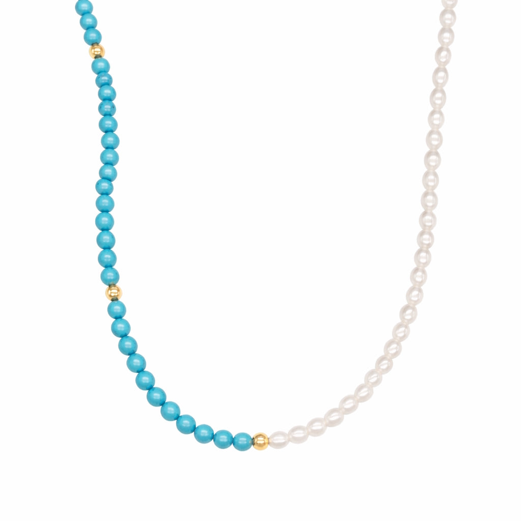 14k White Freshwater Pearl Half & Half Necklace