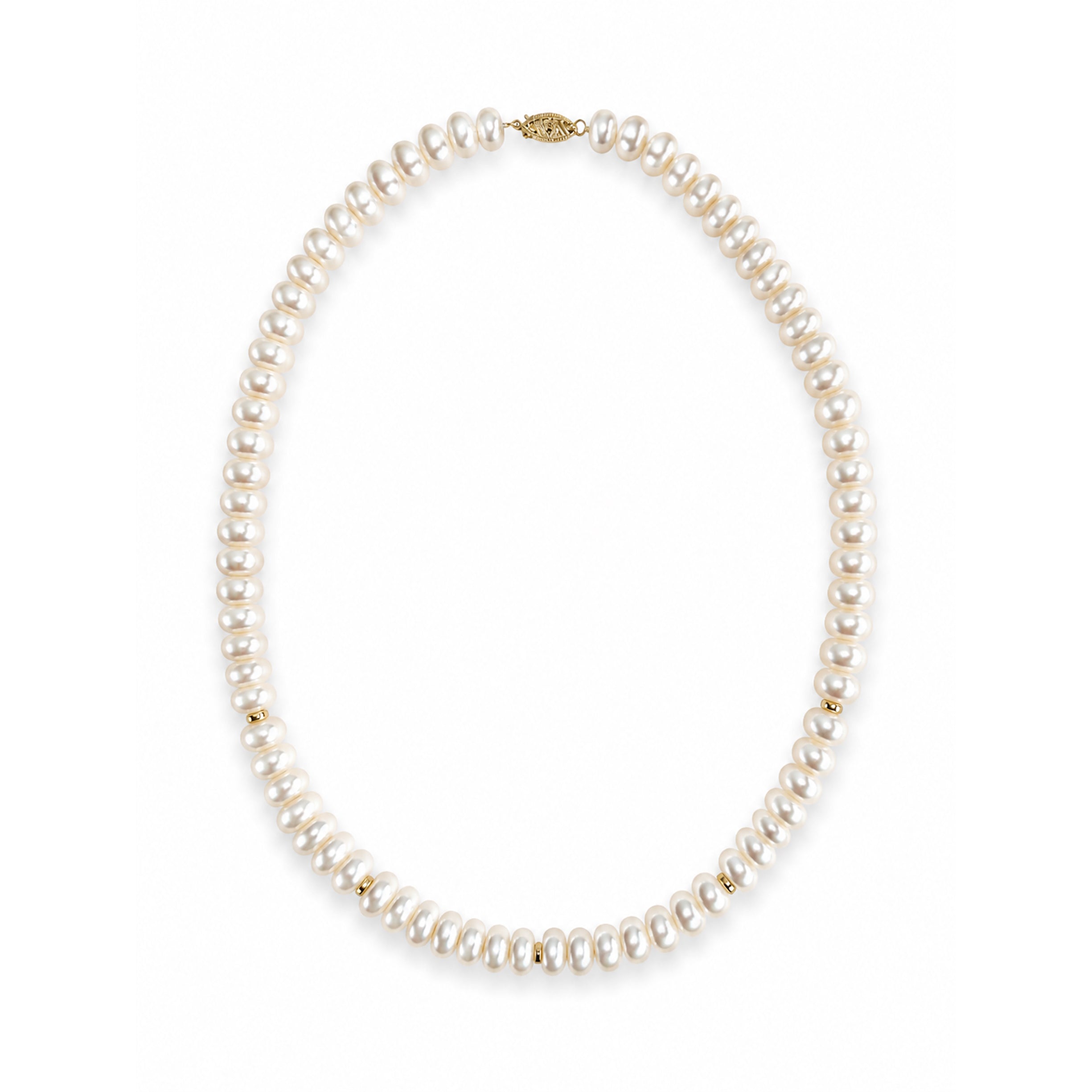 14k White Pearl Gold Roundel Necklace