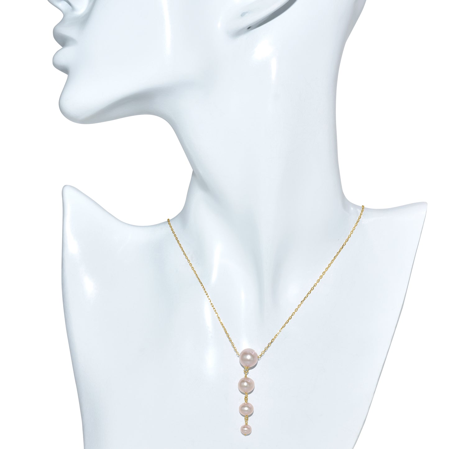 14k Natural Pink or White Pearl Graduated Slide Pendant Necklace