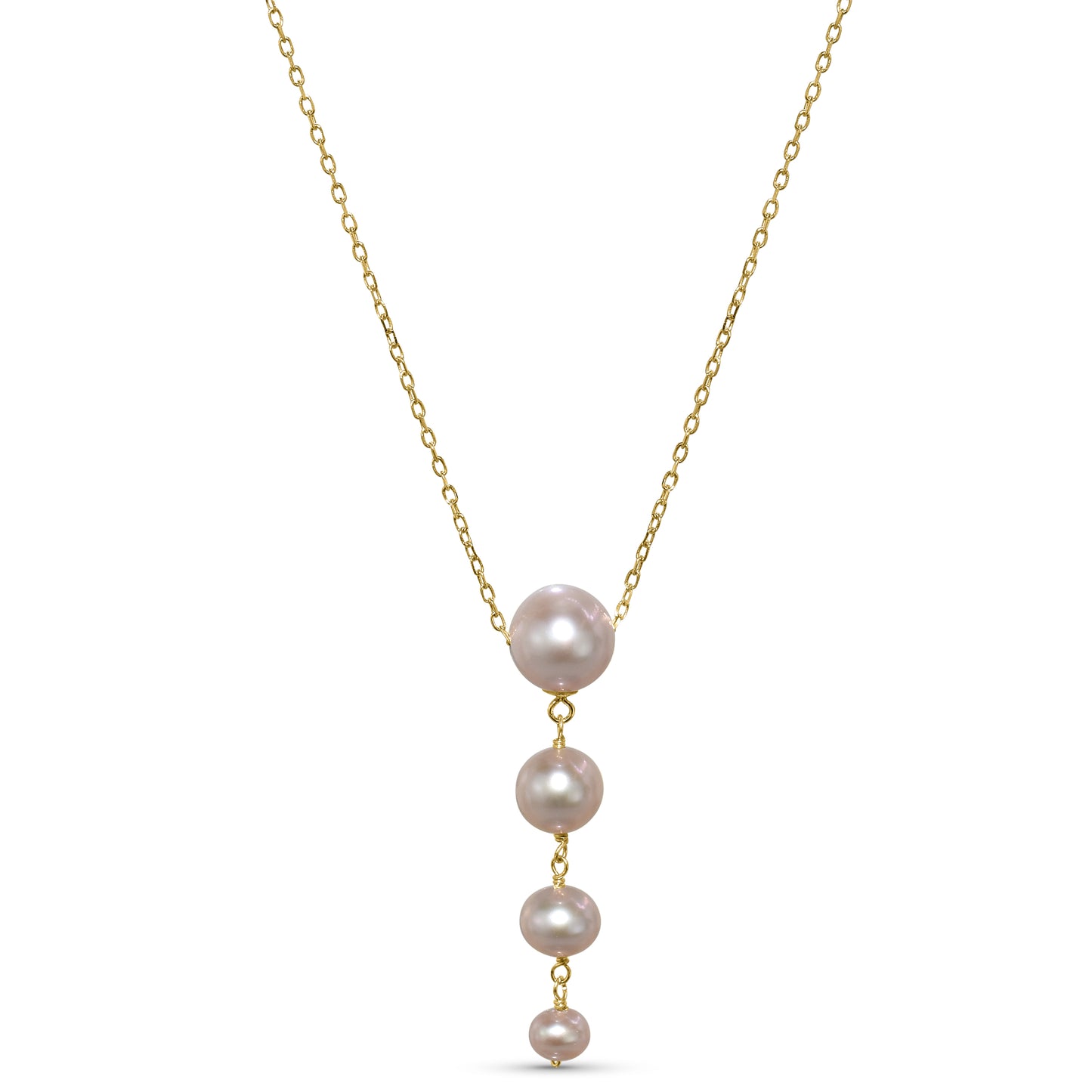 14k Natural Pink or White Pearl Graduated Slide Pendant Necklace