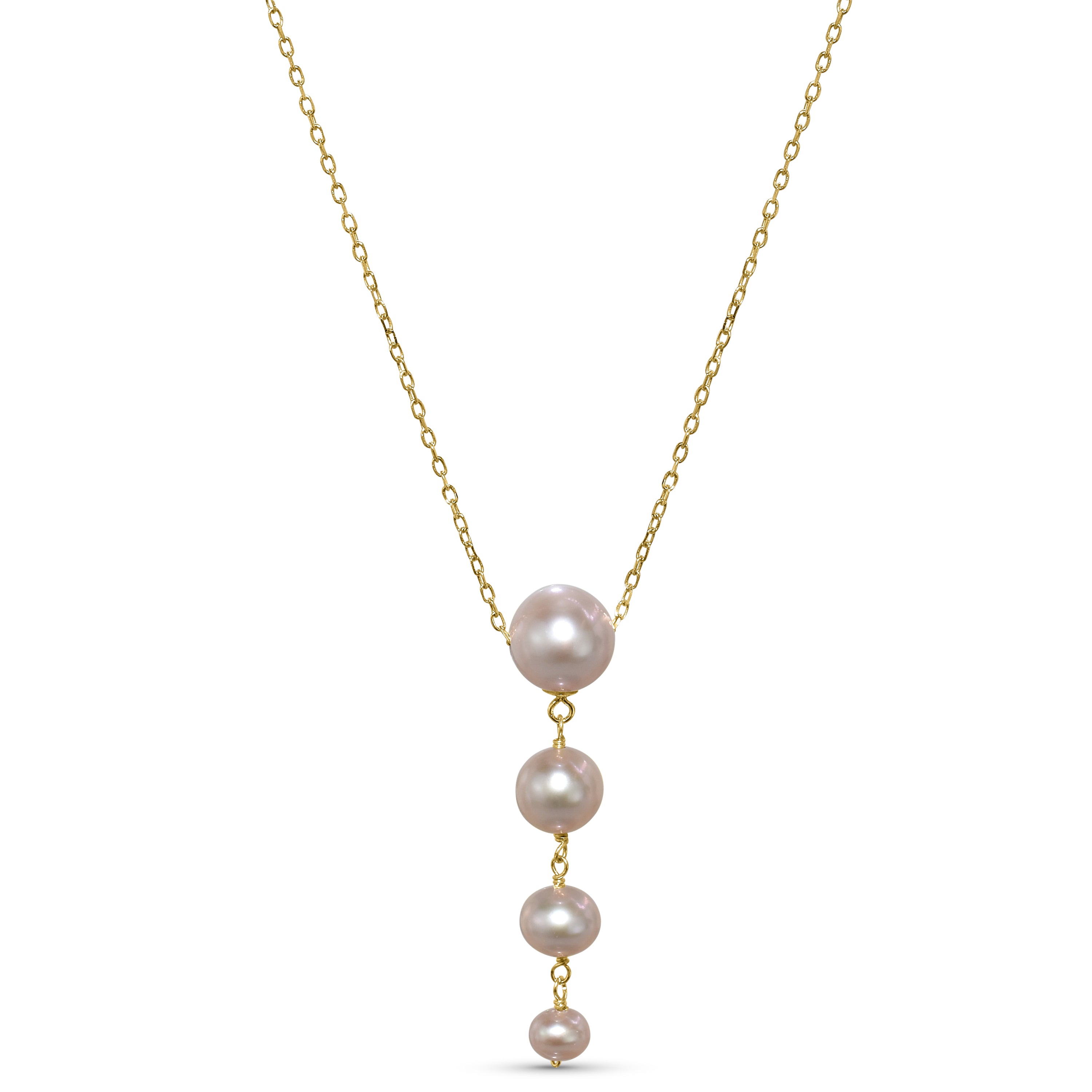 14k Natural Pink or White Pearl Graduated Slide Pendant Necklace