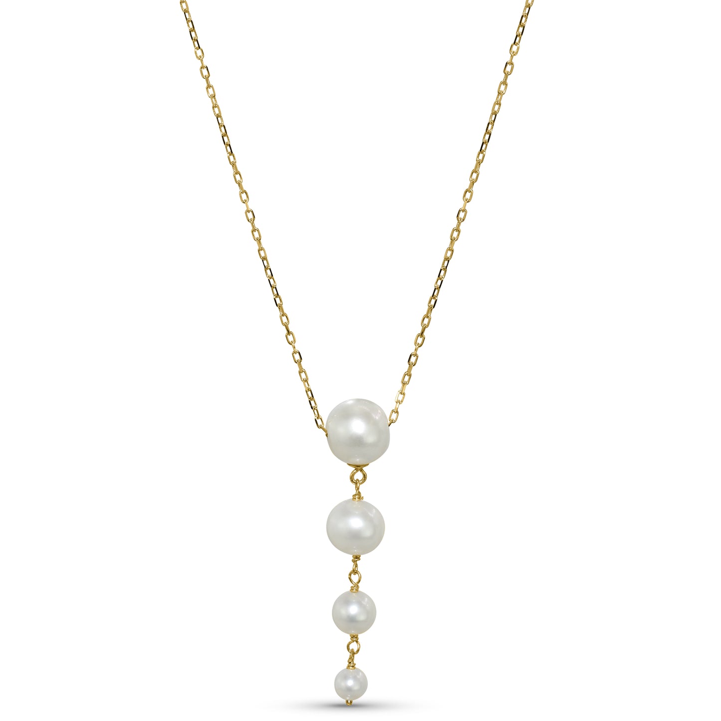 14k Natural Pink or White Pearl Graduated Slide Pendant Necklace