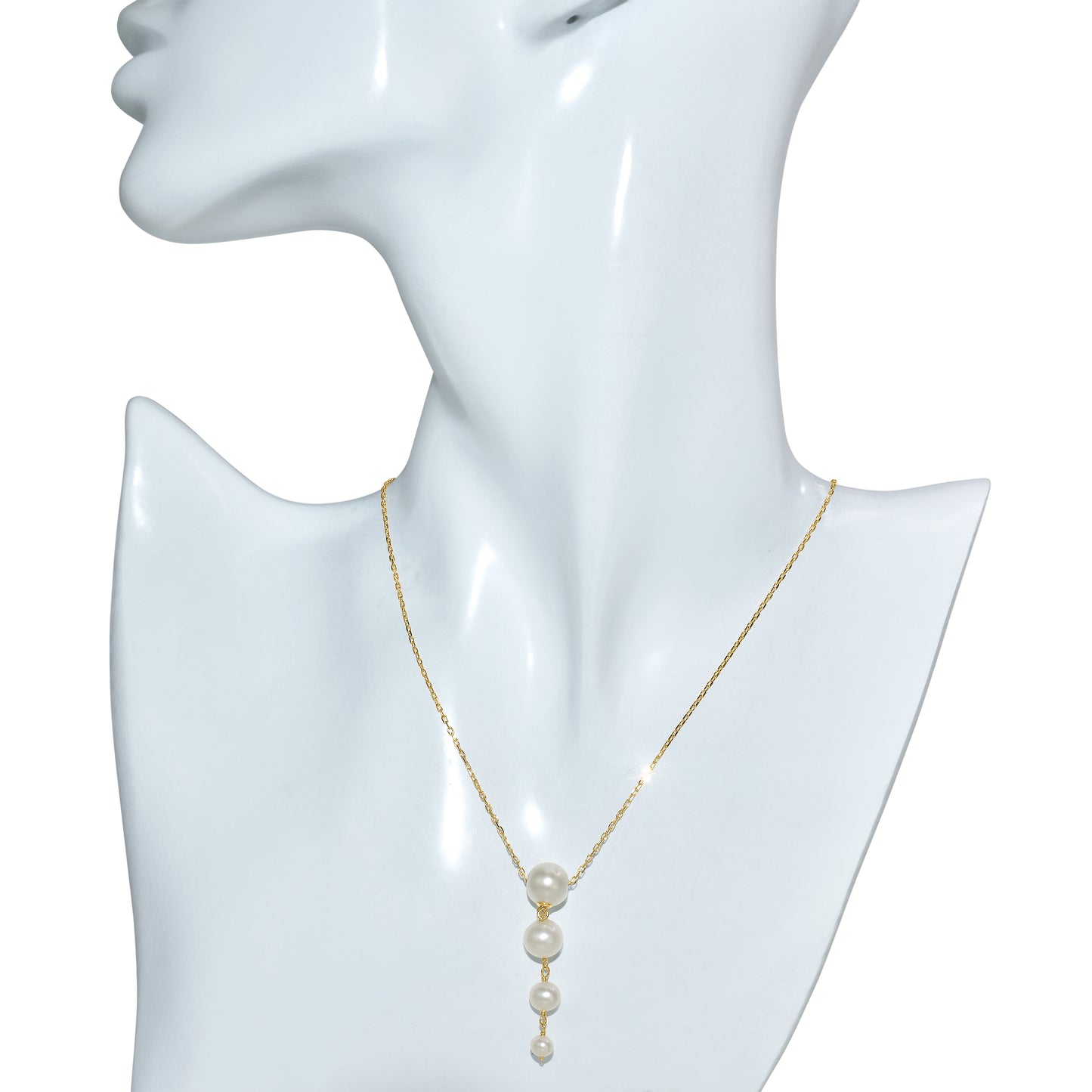 14k Natural Pink or White Pearl Graduated Slide Pendant Necklace