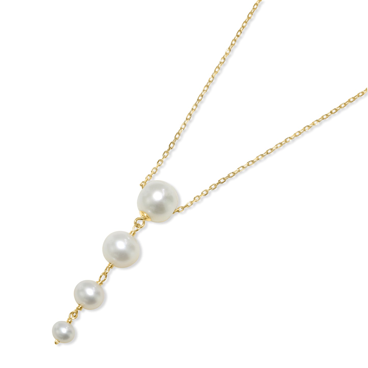14k Natural Pink or White Pearl Graduated Slide Pendant Necklace
