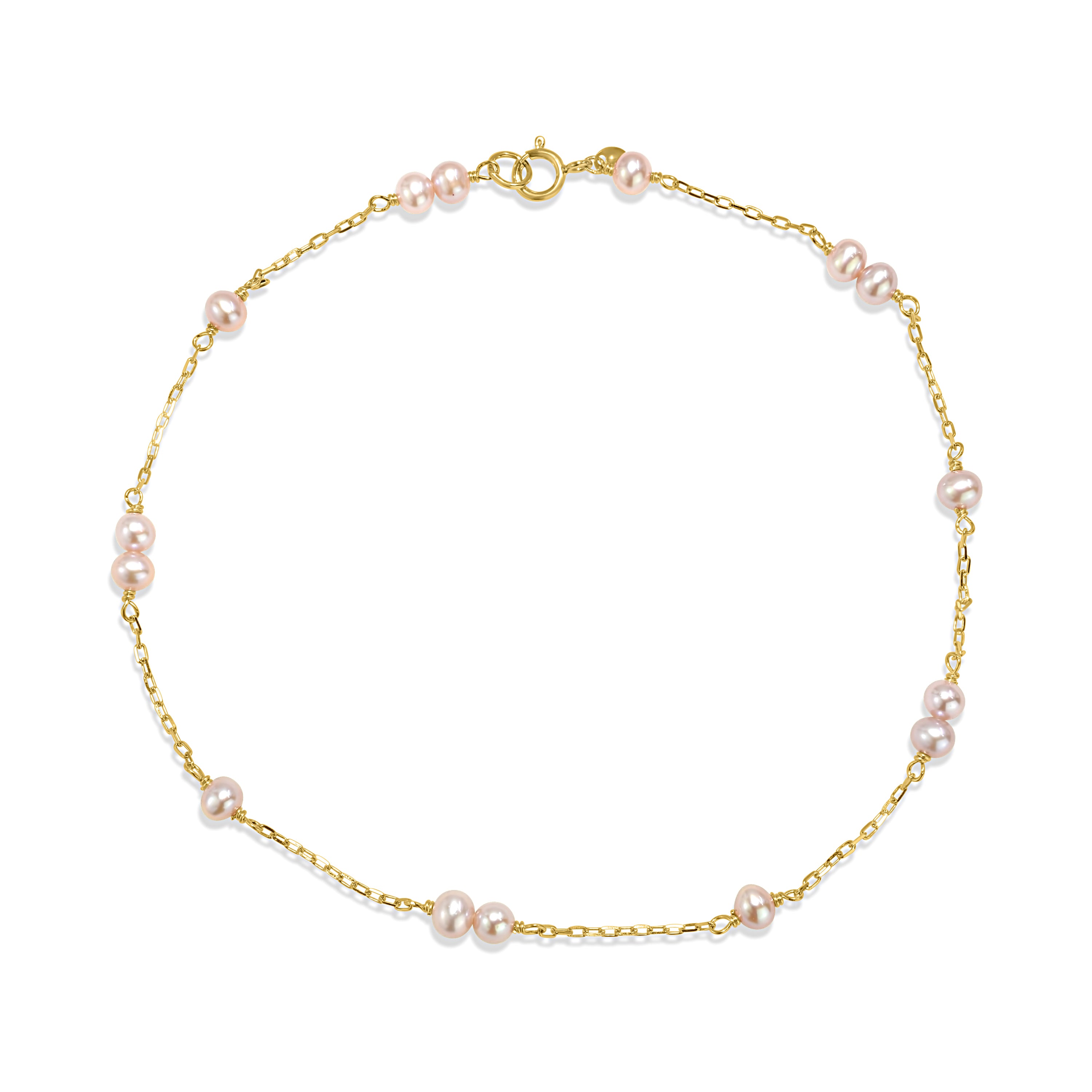14k Natural Pink Station Anklet