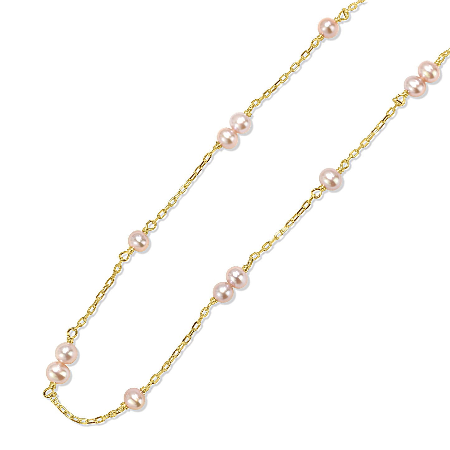 14k Natural Pink Station Anklet