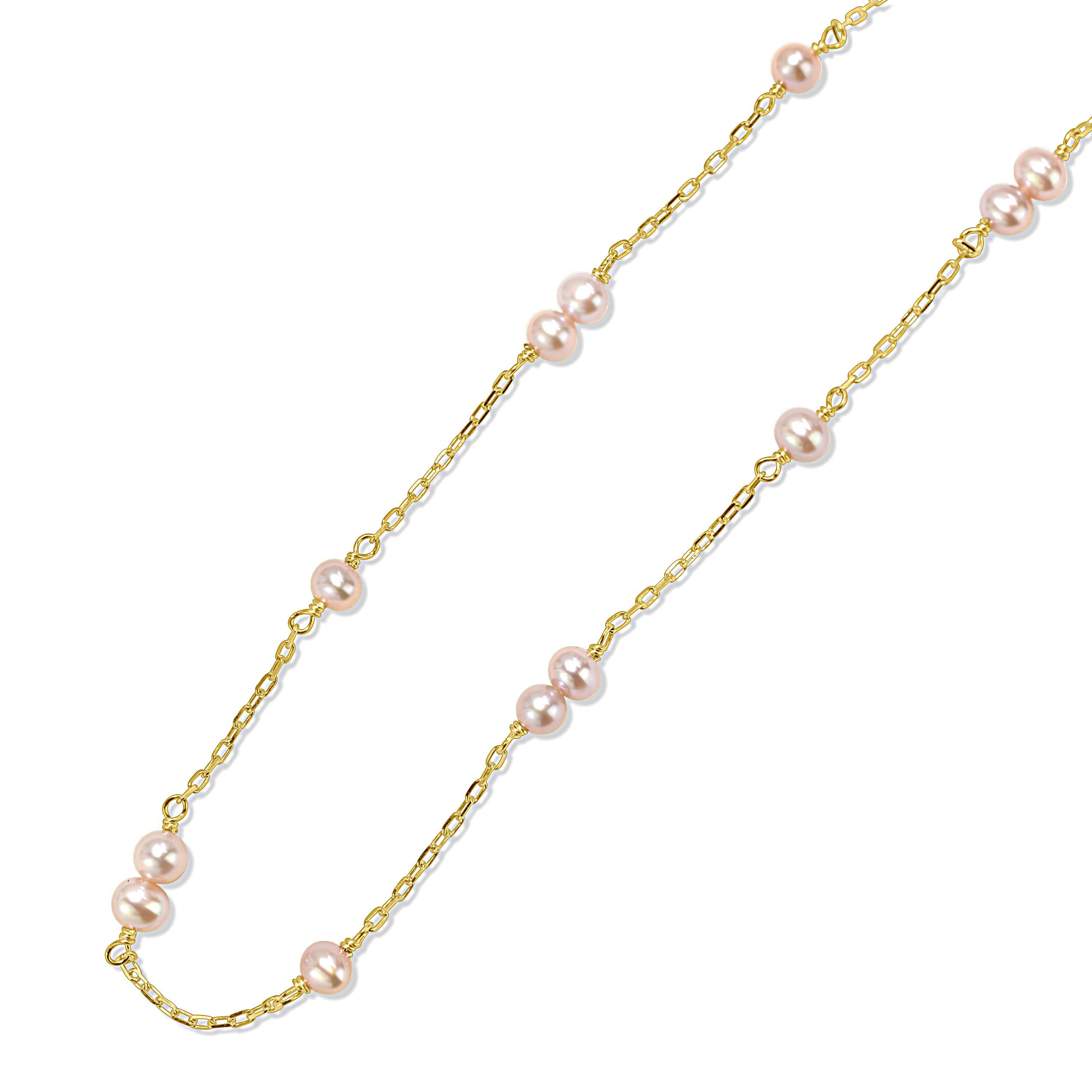 14k Natural Pink Station Anklet