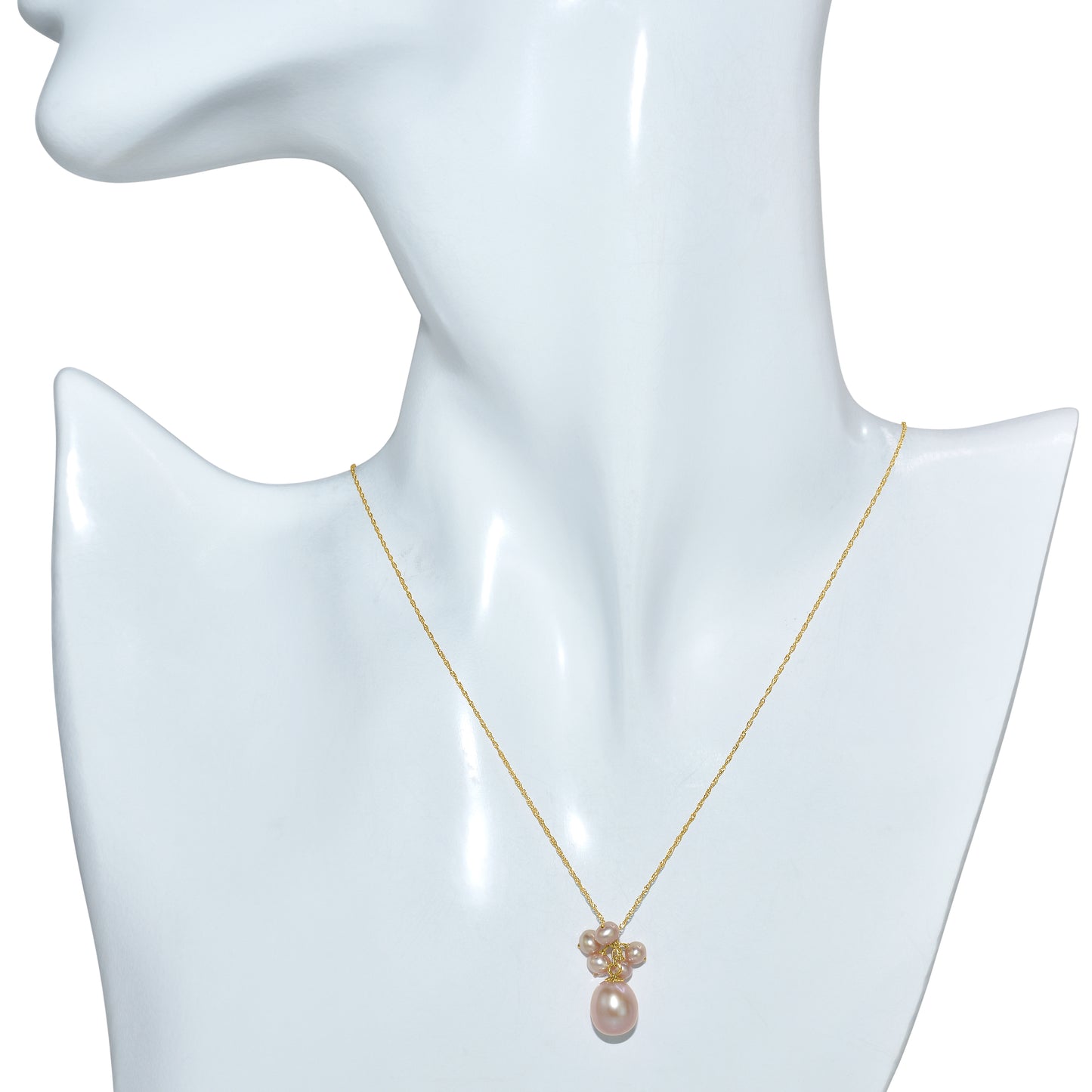 14k Natural Pearl Cluster Pendant Necklace