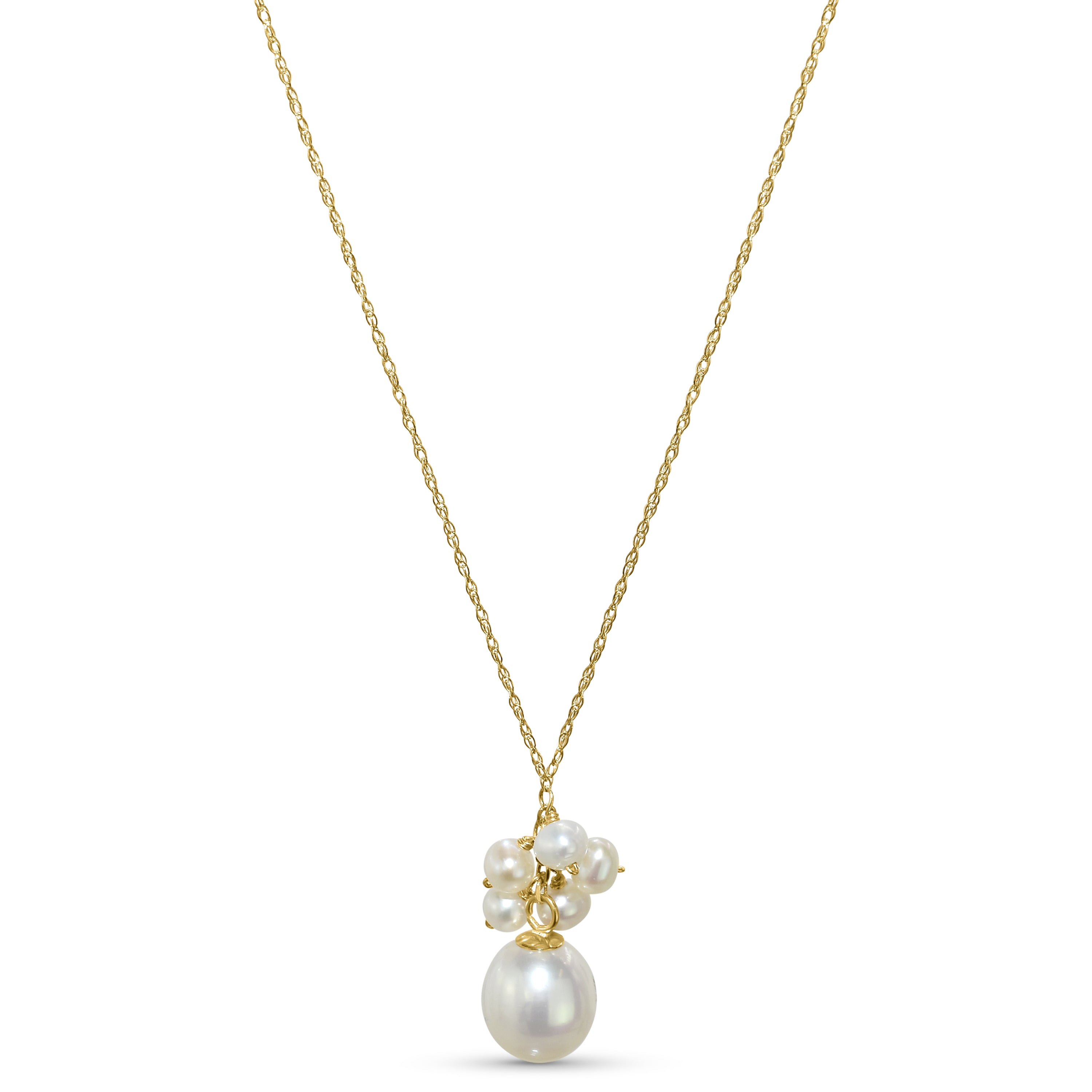 14k Natural Pearl Cluster Pendant Necklace