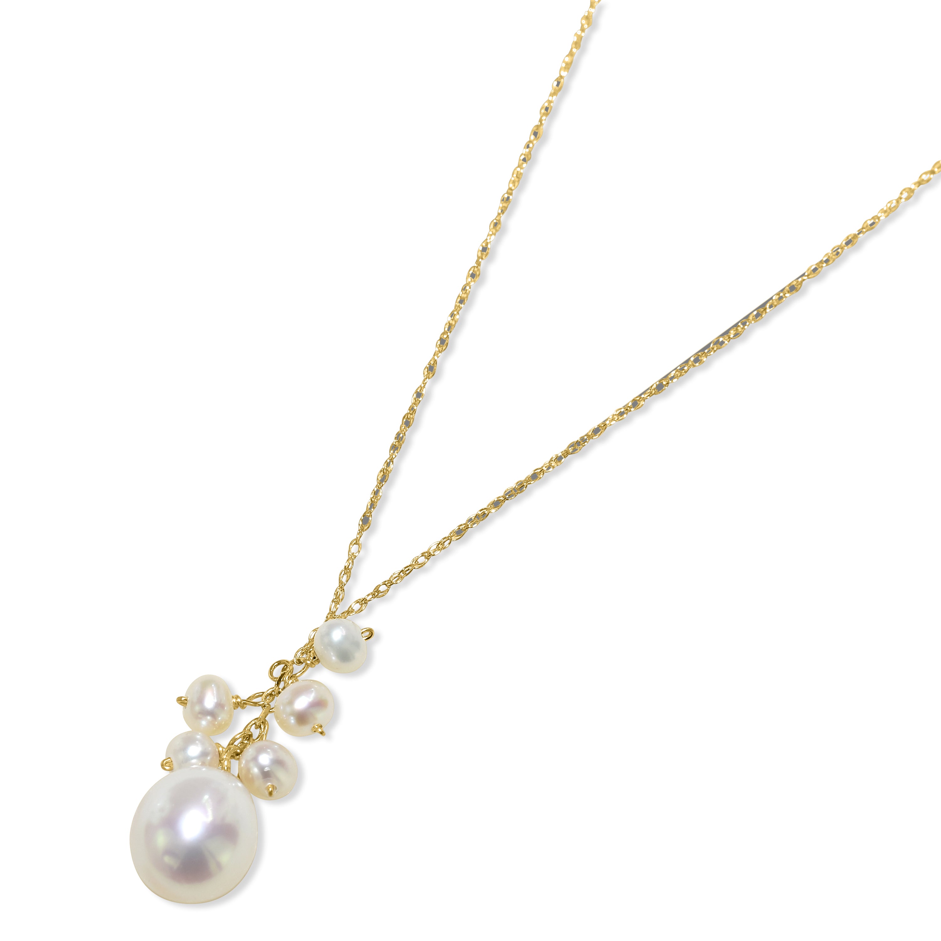 14k Natural Pearl Cluster Pendant Necklace