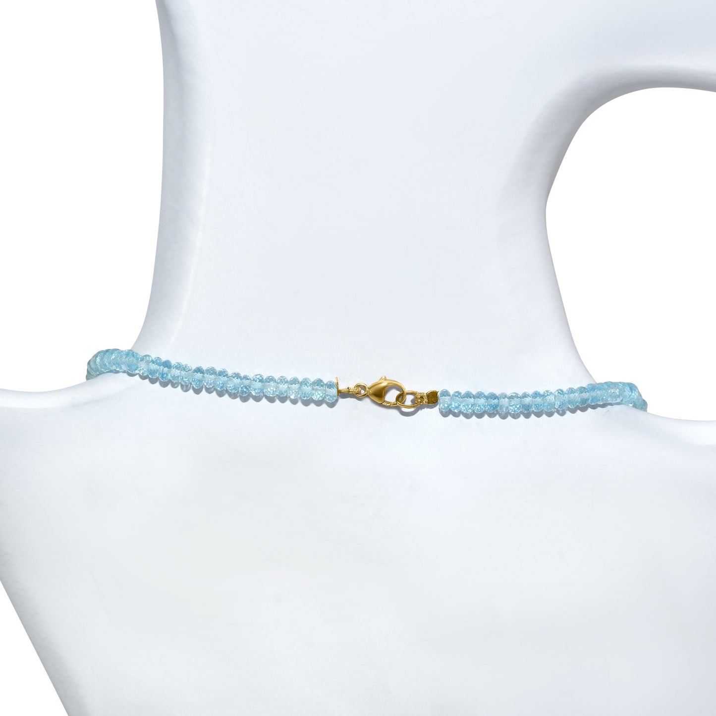 14k Swiss Blue Topaz White Pearl Five Station Necklace