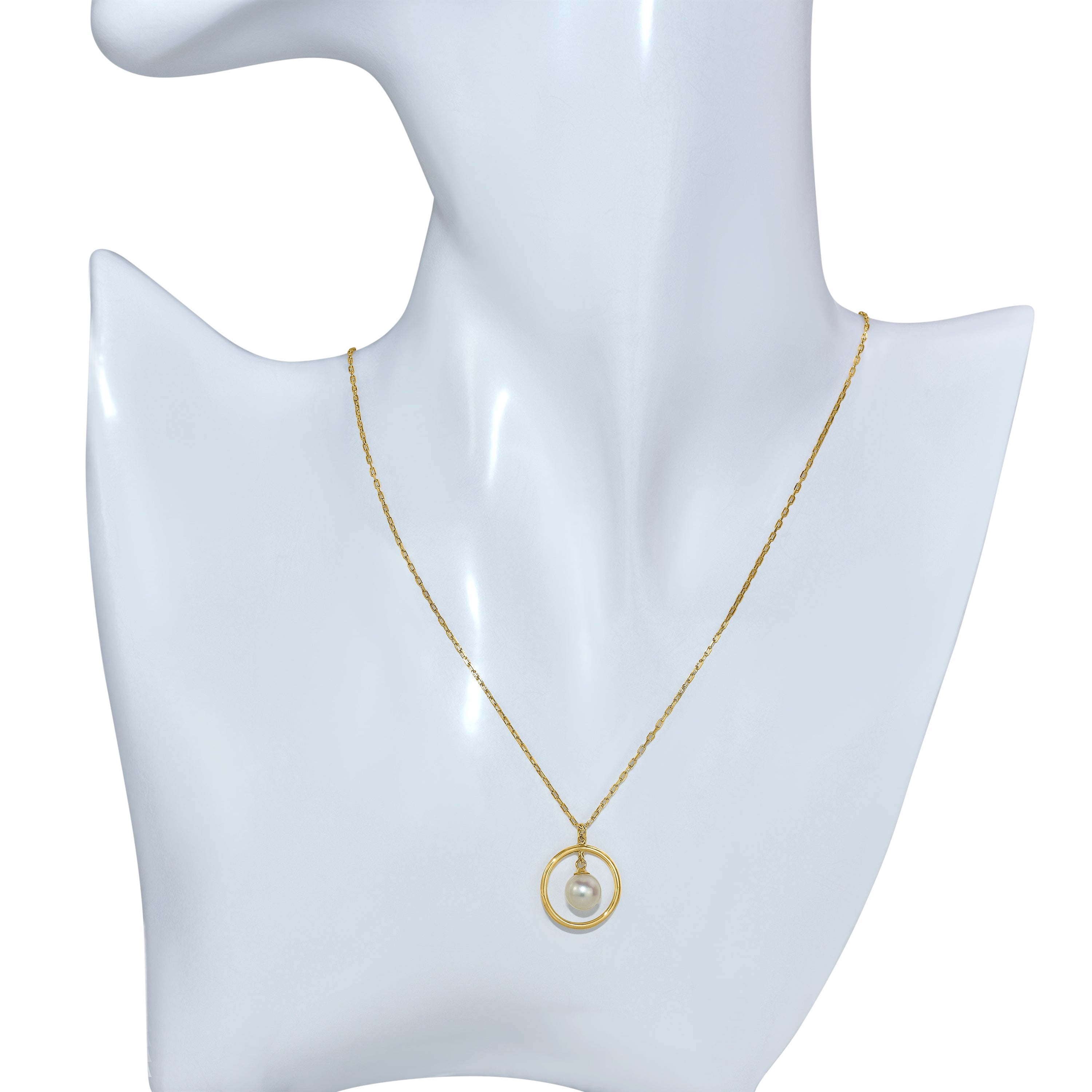 14k White Pearl Halo Pendant Necklace