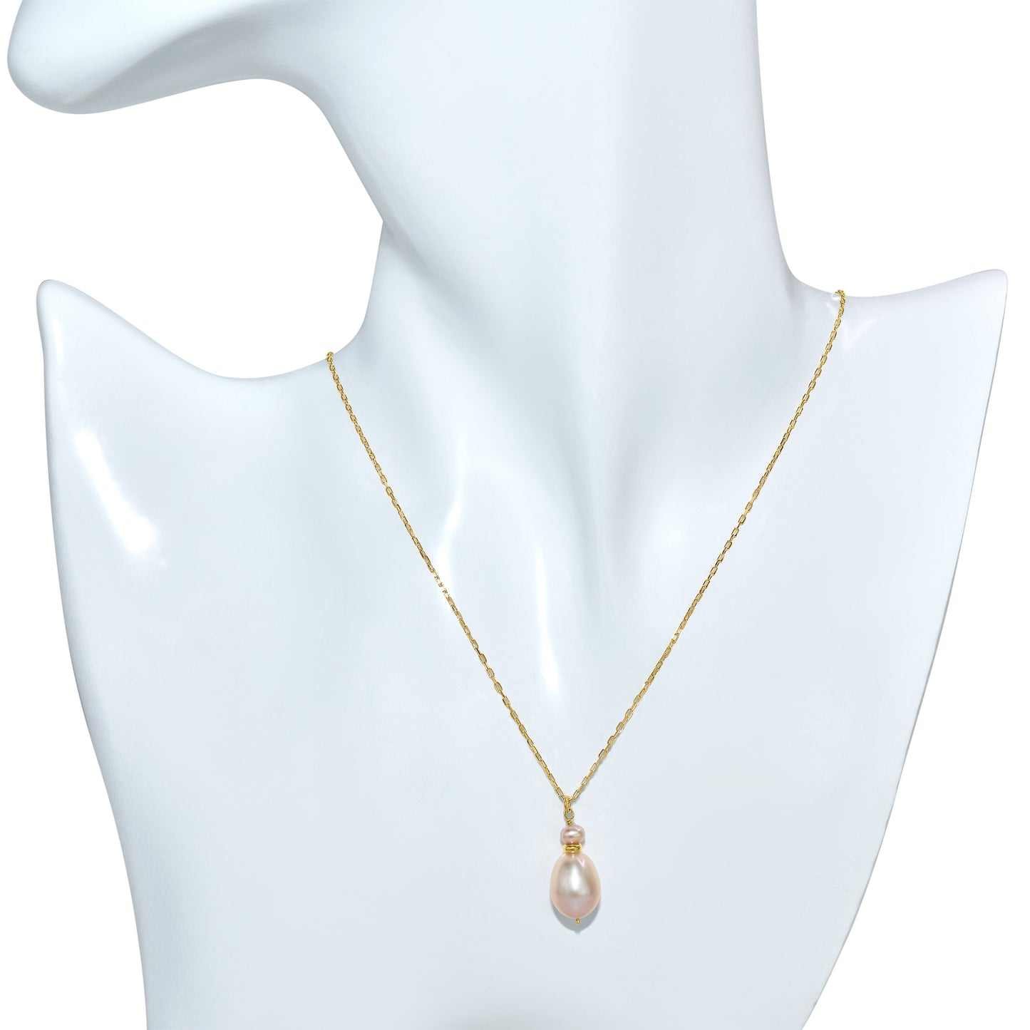 14k Natural Pink Pearl 14k Gold Wire Pendant Necklace