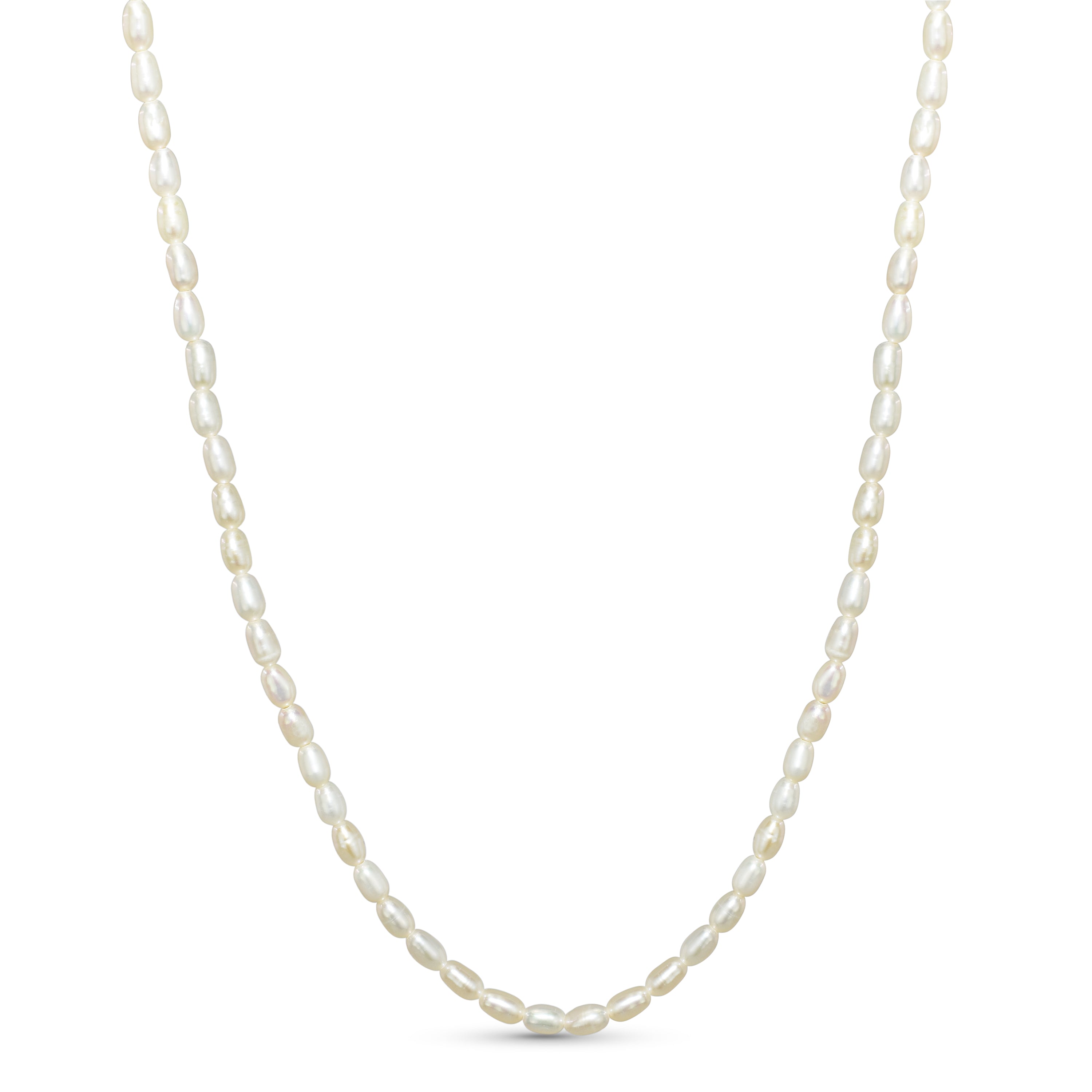 14k White Rice Pearl Necklace