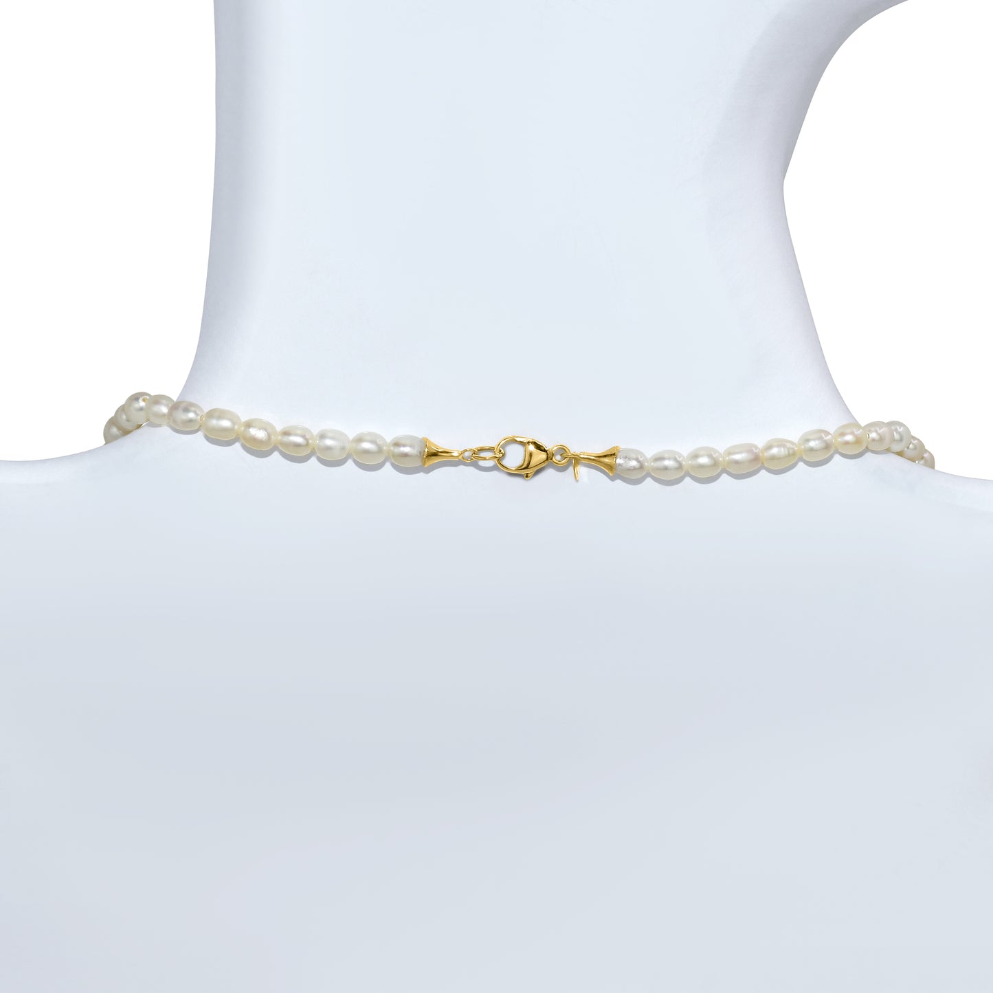14k White Pearl Bell Cup End Necklace
