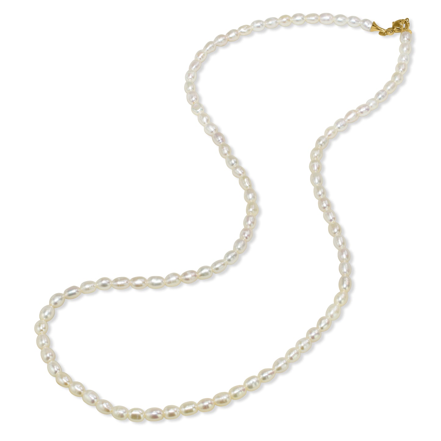 14k White Pearl Bell Cup End Necklace
