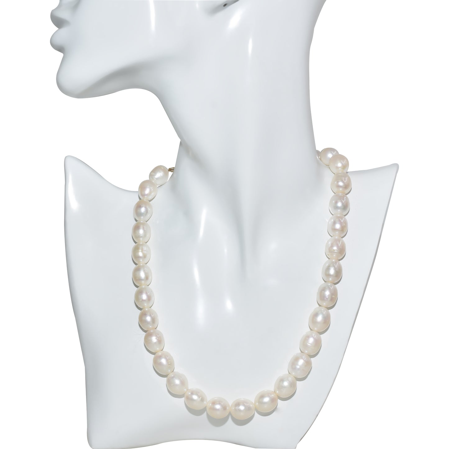 14k White Pearl Oblong Necklace