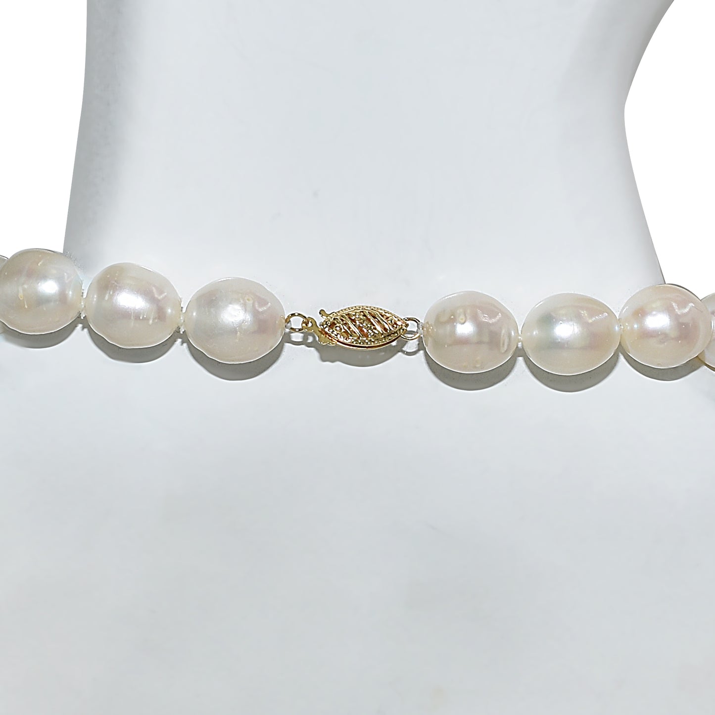 14k White Pearl Oblong Necklace