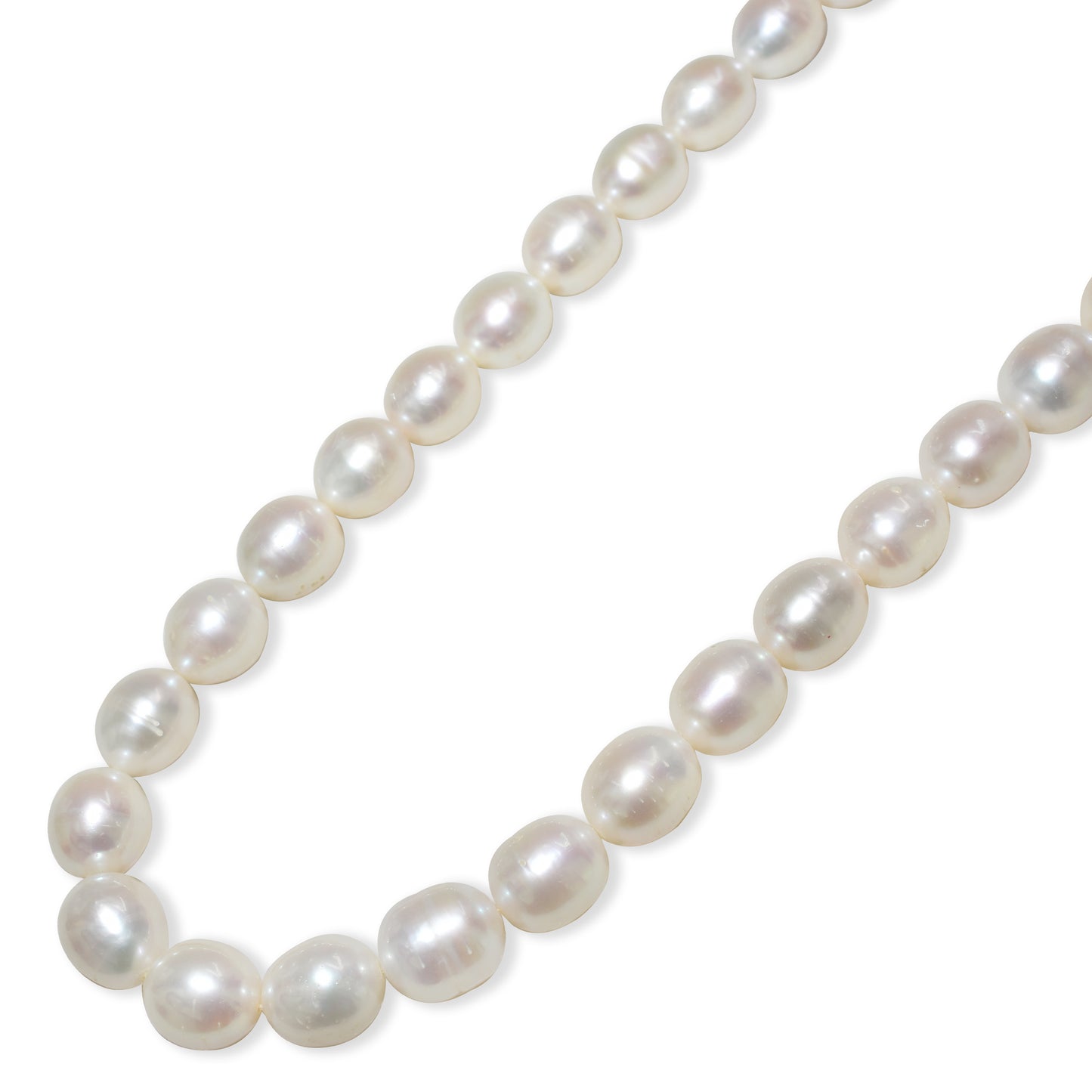 14k White Pearl Oblong Necklace