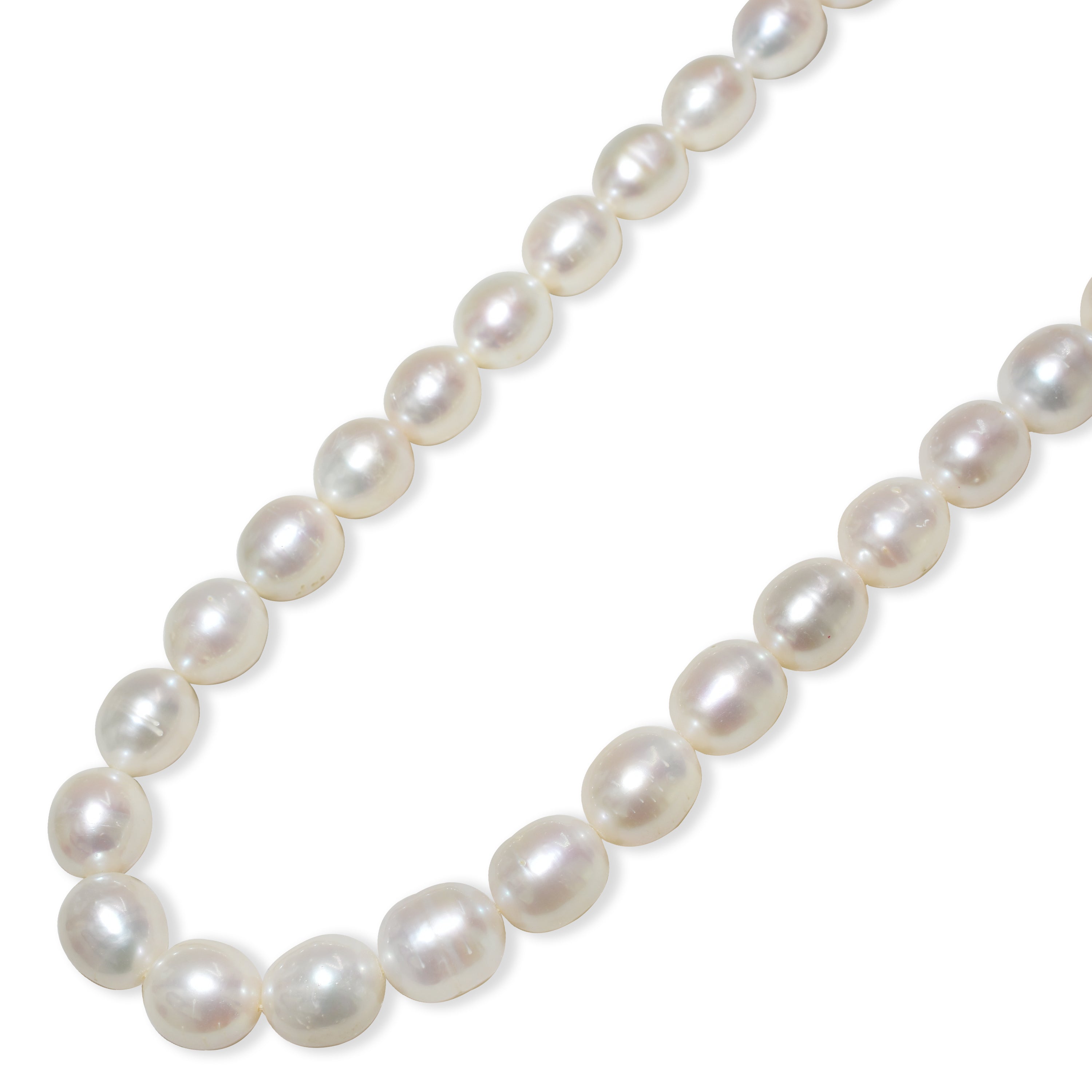 14k White Pearl Oblong Necklace