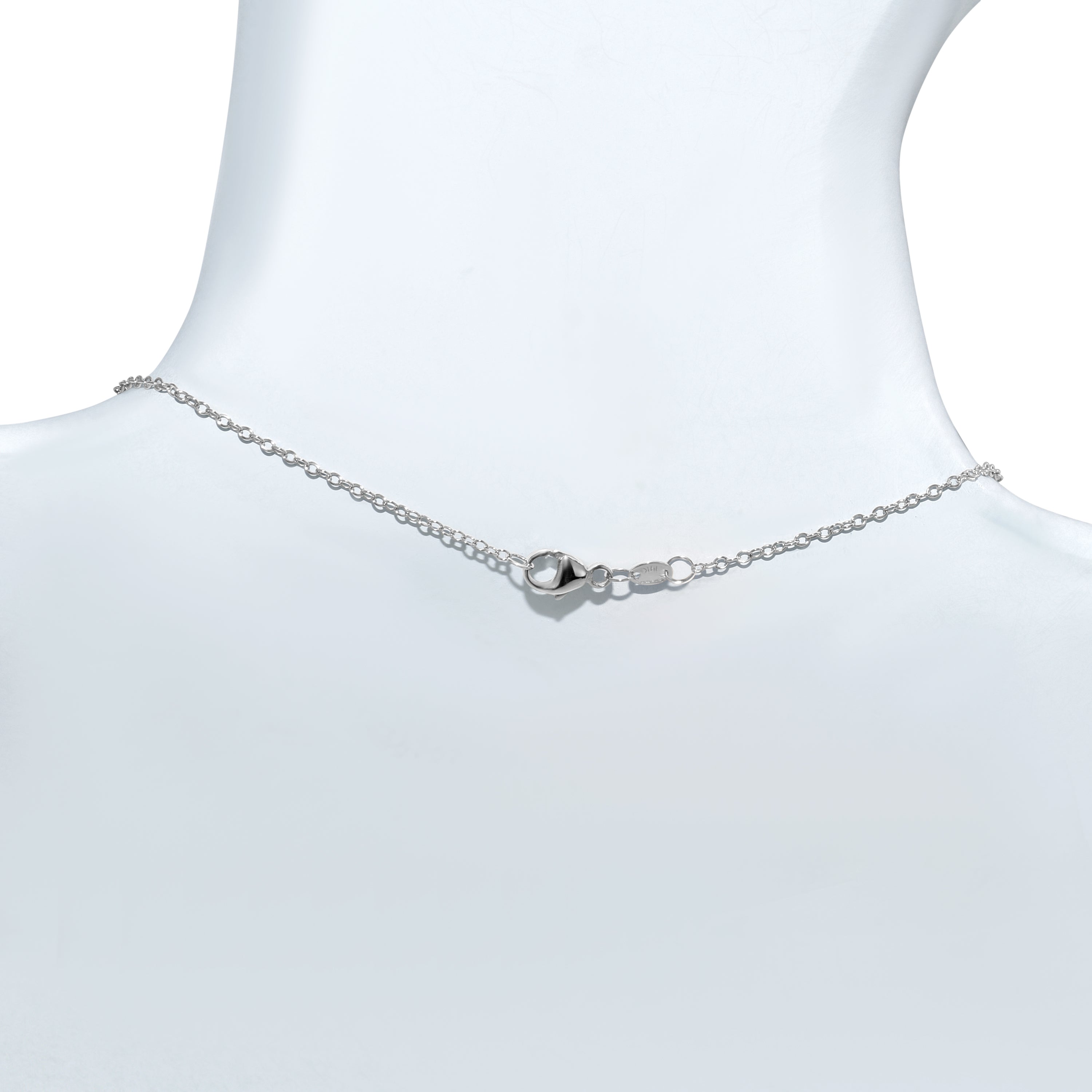 14k White Gold White Pearl Green Tourmaline Pendant Necklace