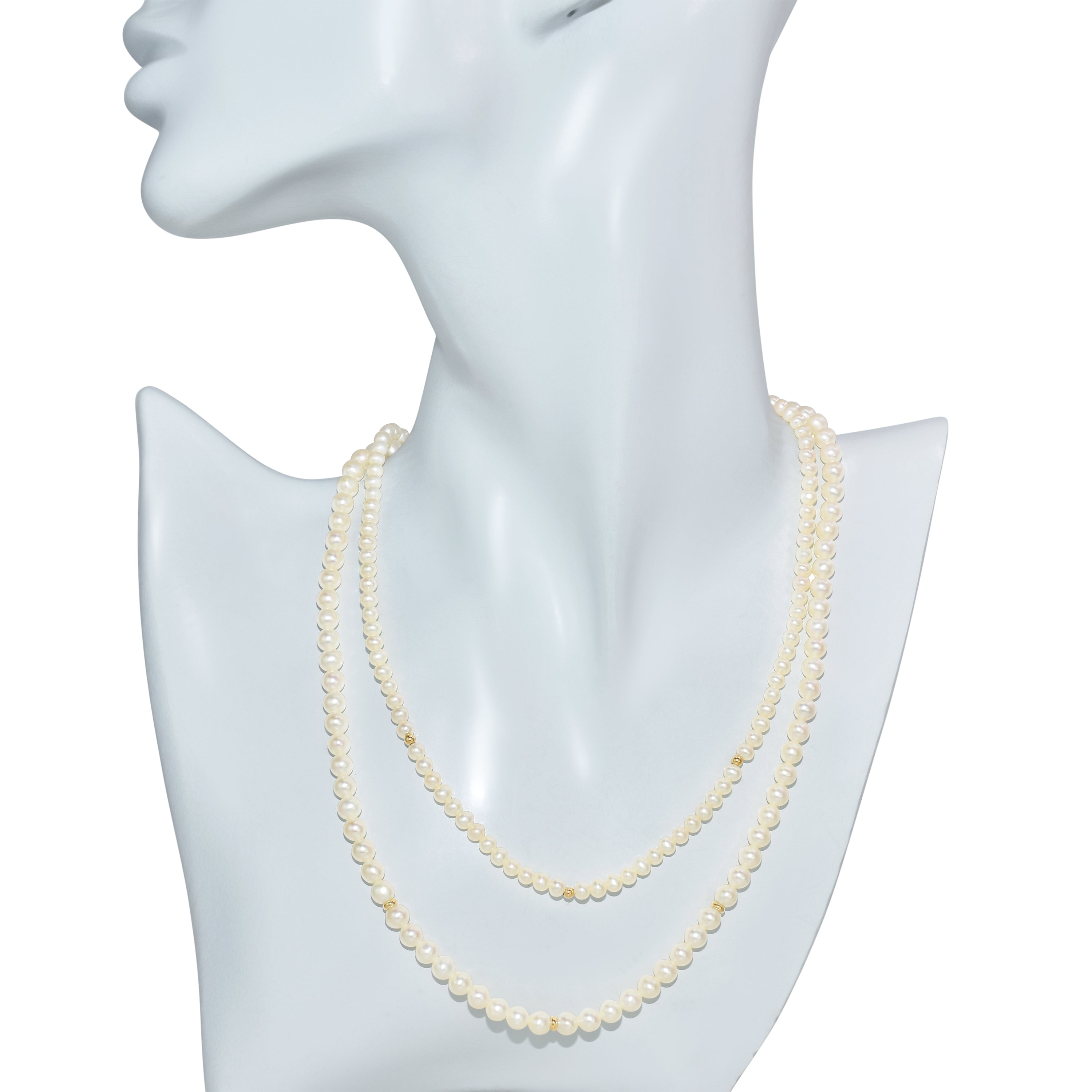 14k White Pearl Gold Roundel Necklace