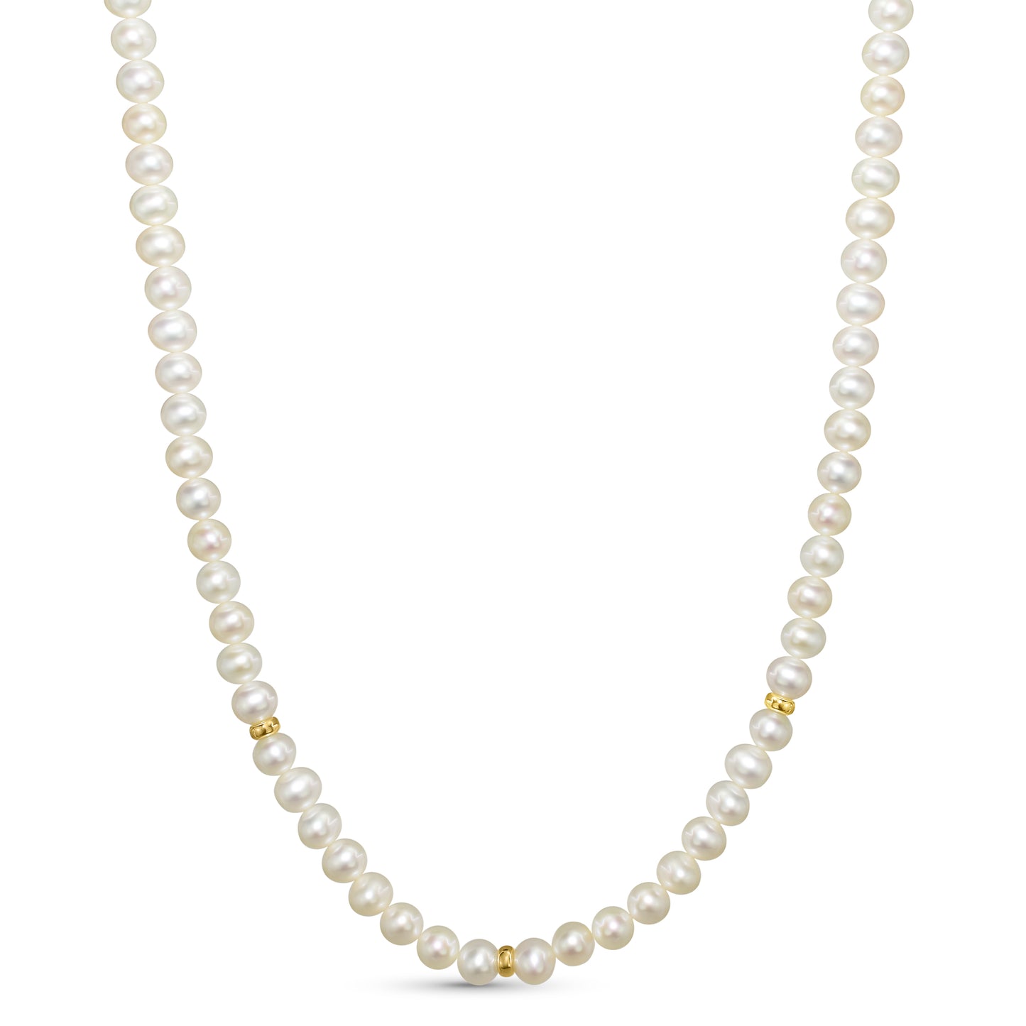 14k White Pearl Gold Roundel Necklace