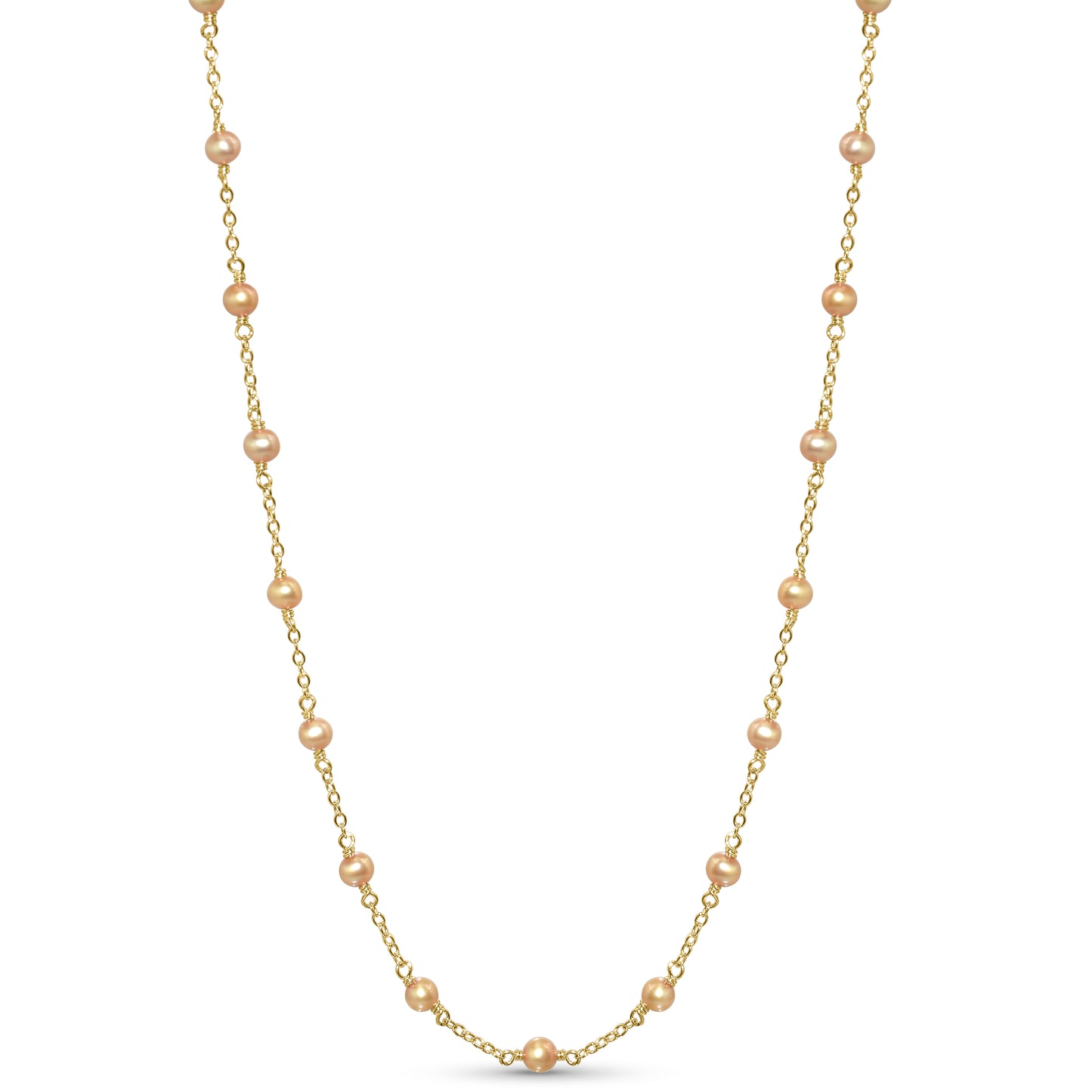 14k Champagne Pearl Link Necklace