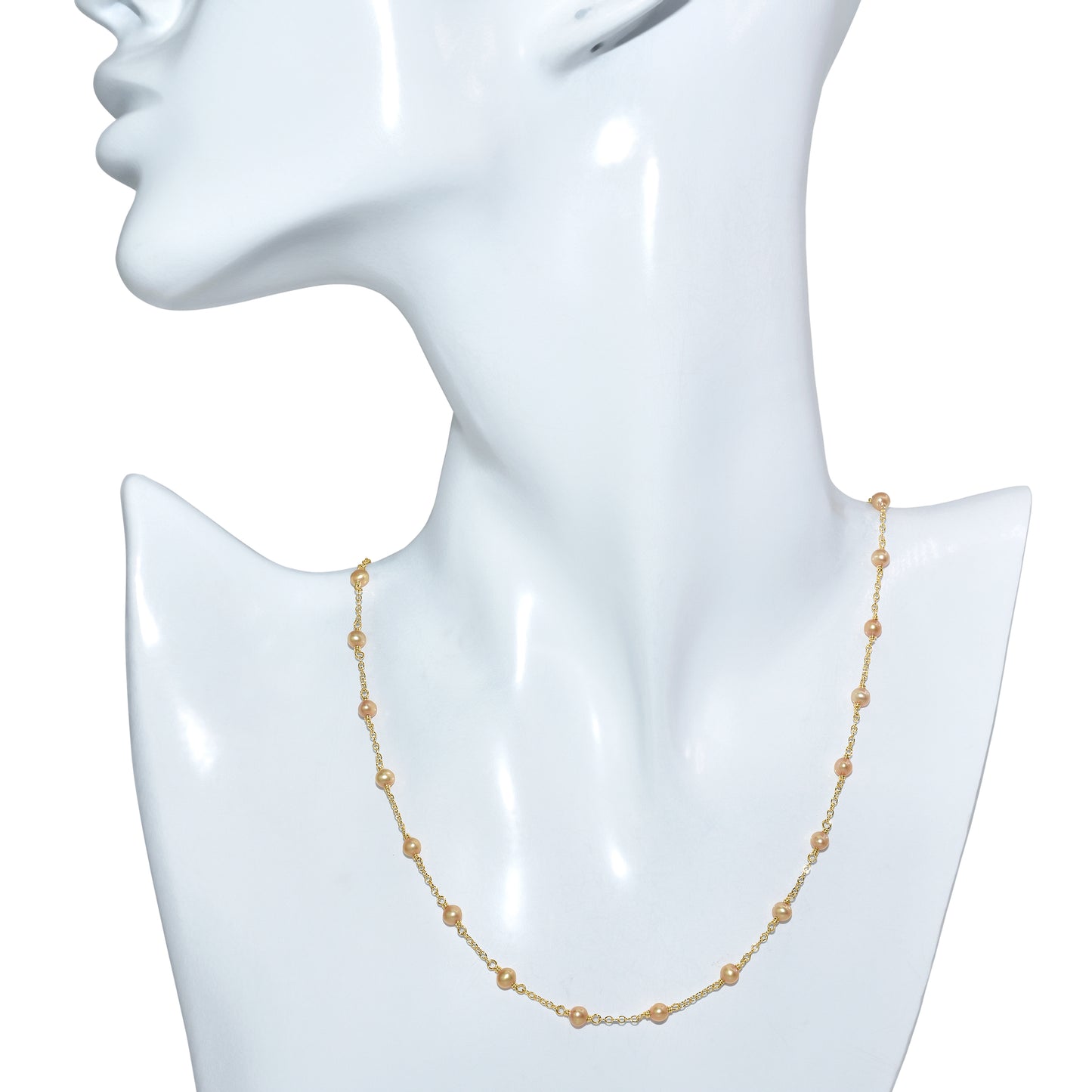 14k Champagne Pearl Link Necklace