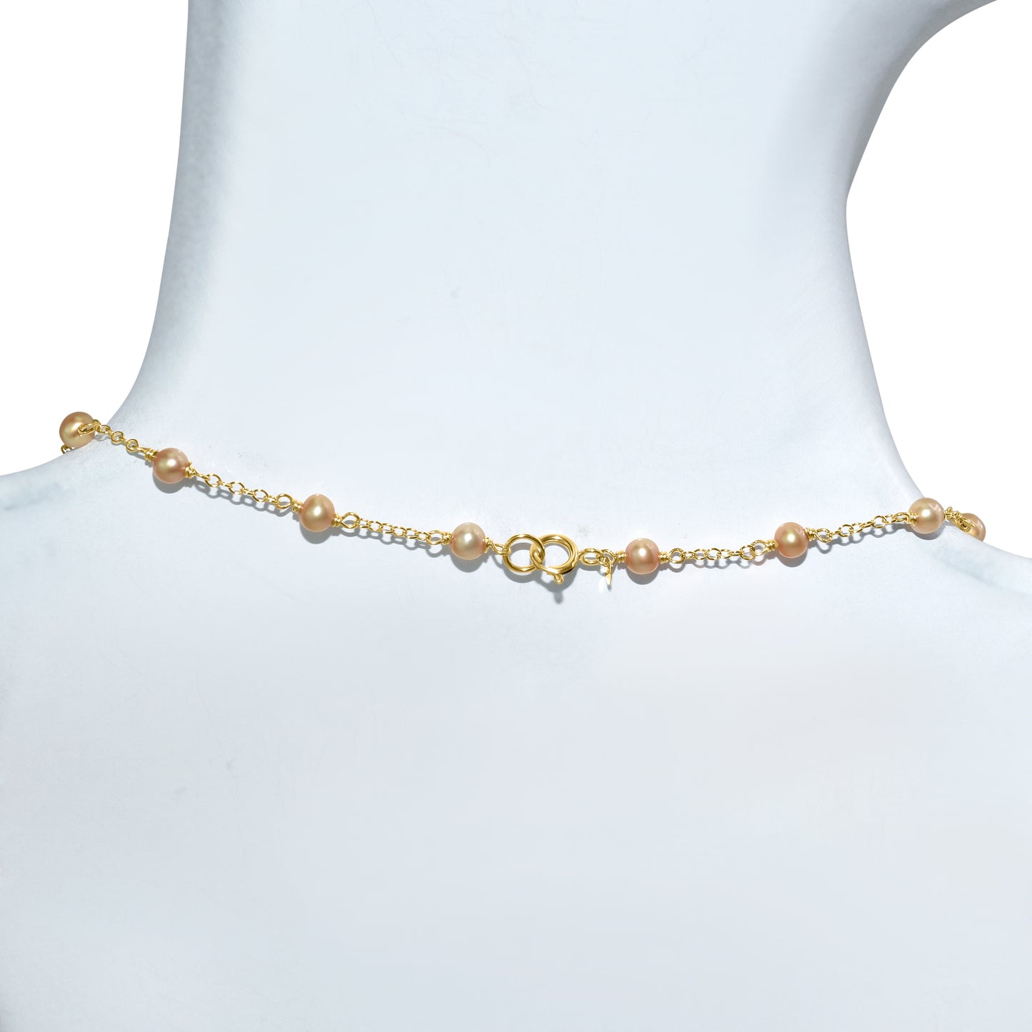 14k Champagne Pearl Link Necklace