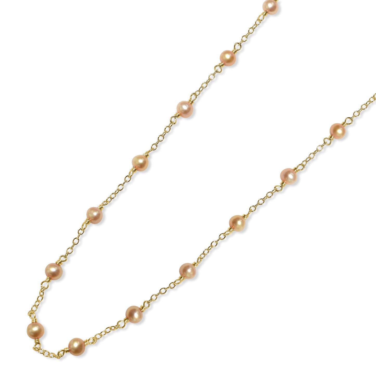 14k Champagne Pearl Link Necklace
