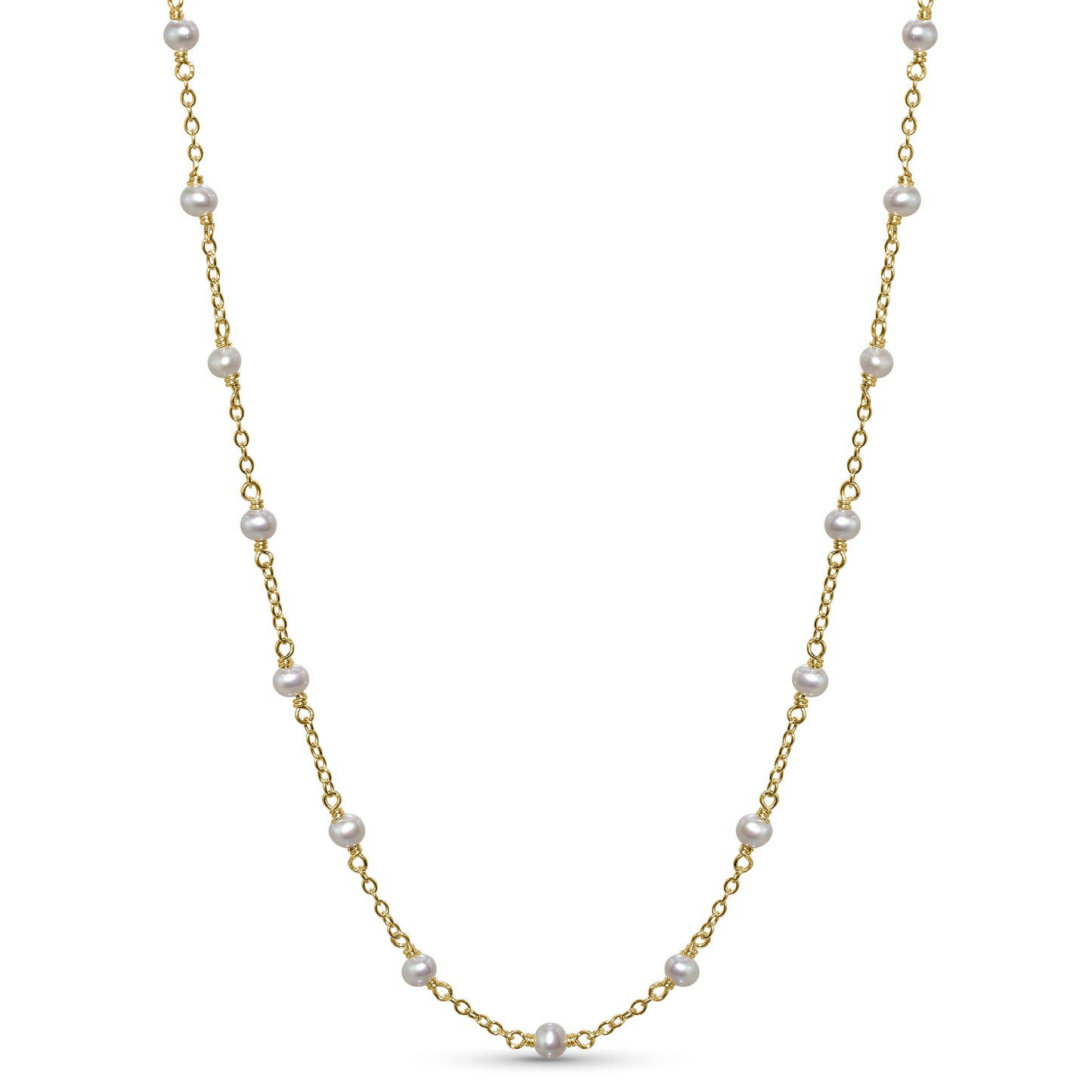 14k Yellow Gold Station Necklace 17"