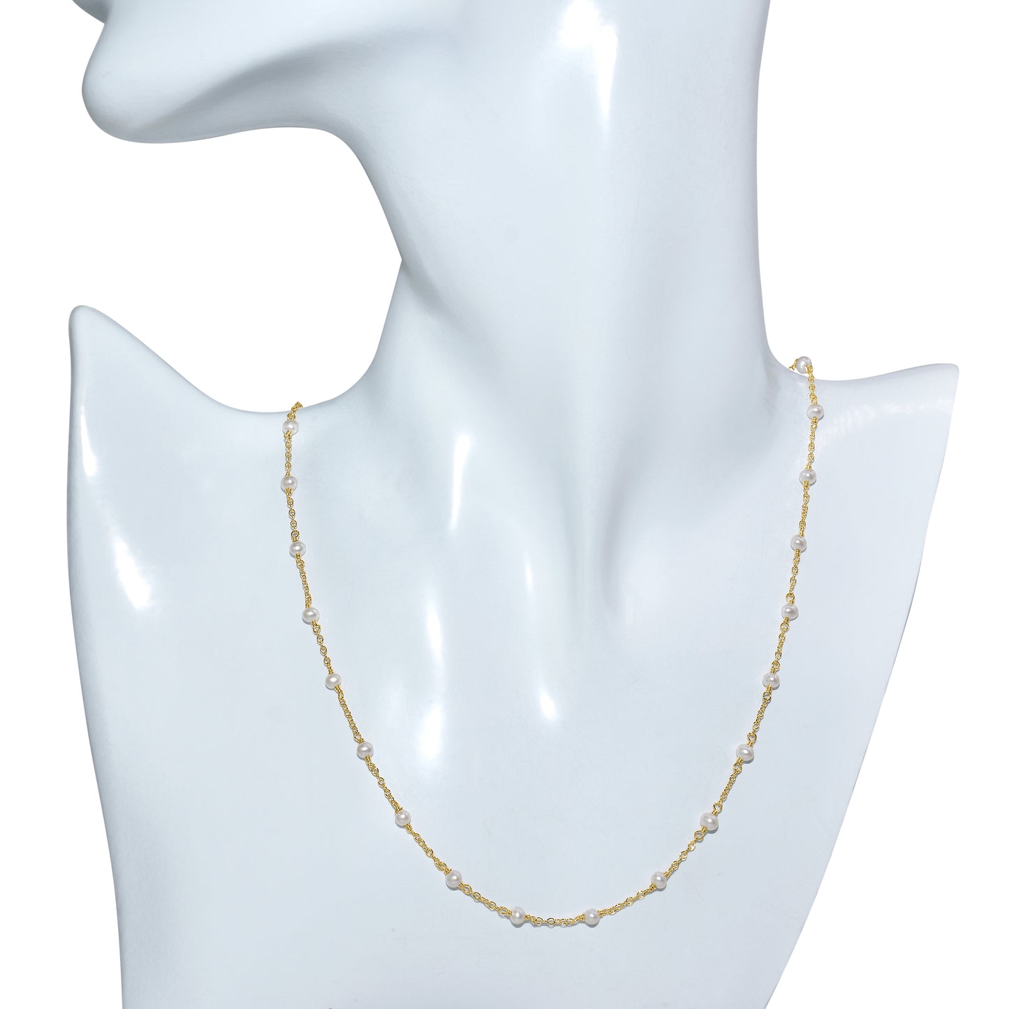14k Yellow Gold Station Necklace 17"