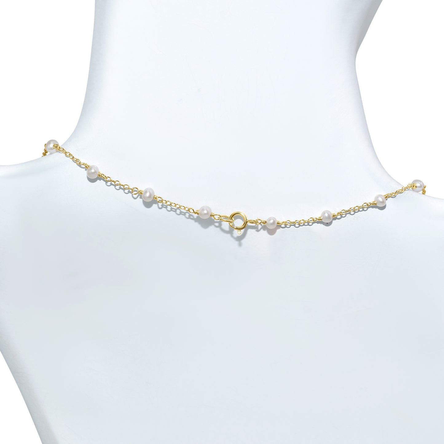 14k Yellow Gold Station Necklace 17"
