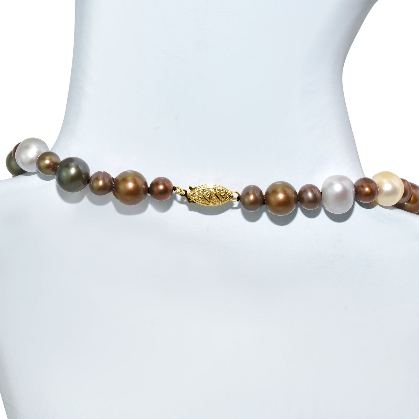 14k Multi Chocolate Brown Pearl Knotted Necklace
