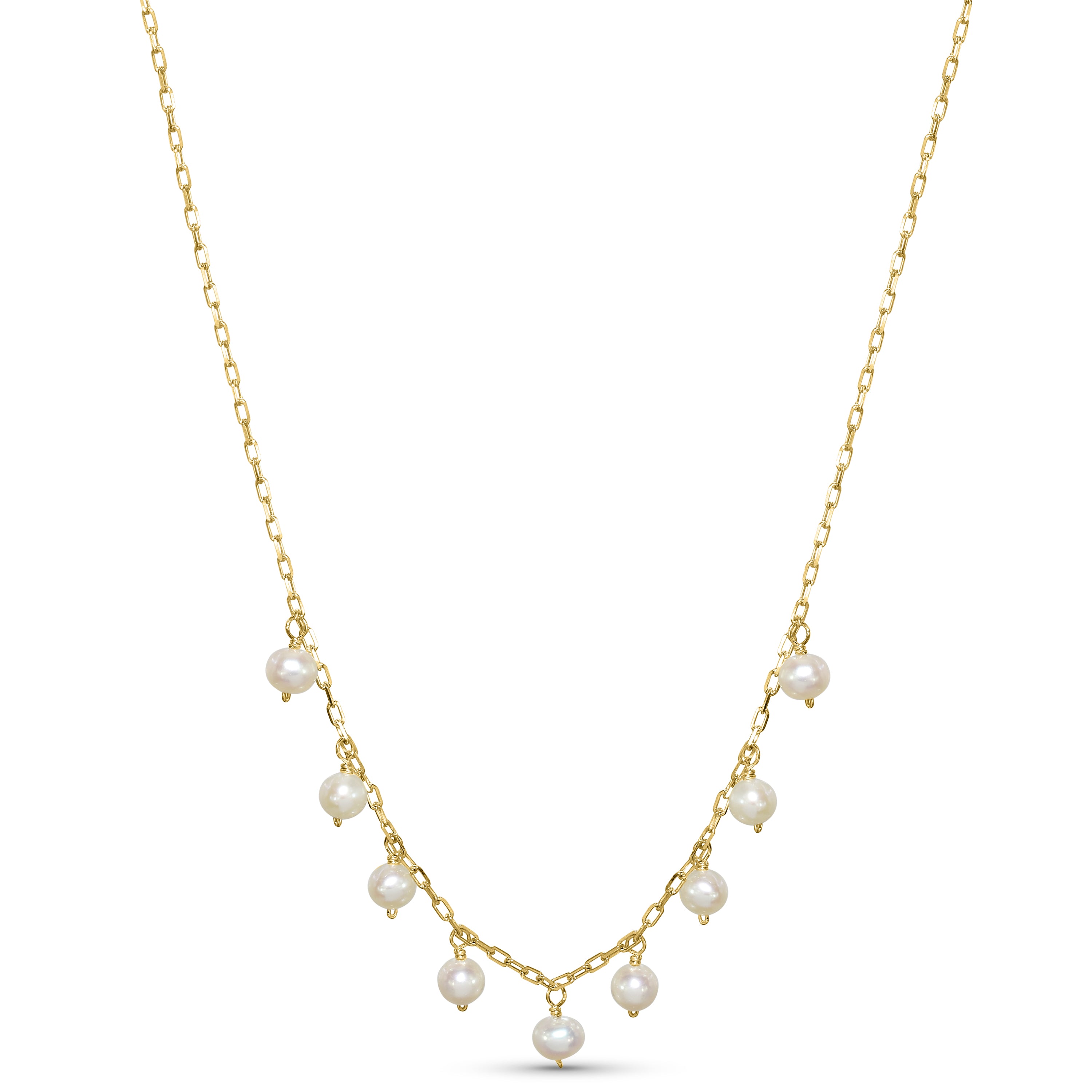 14k White Pearl Drop Necklace