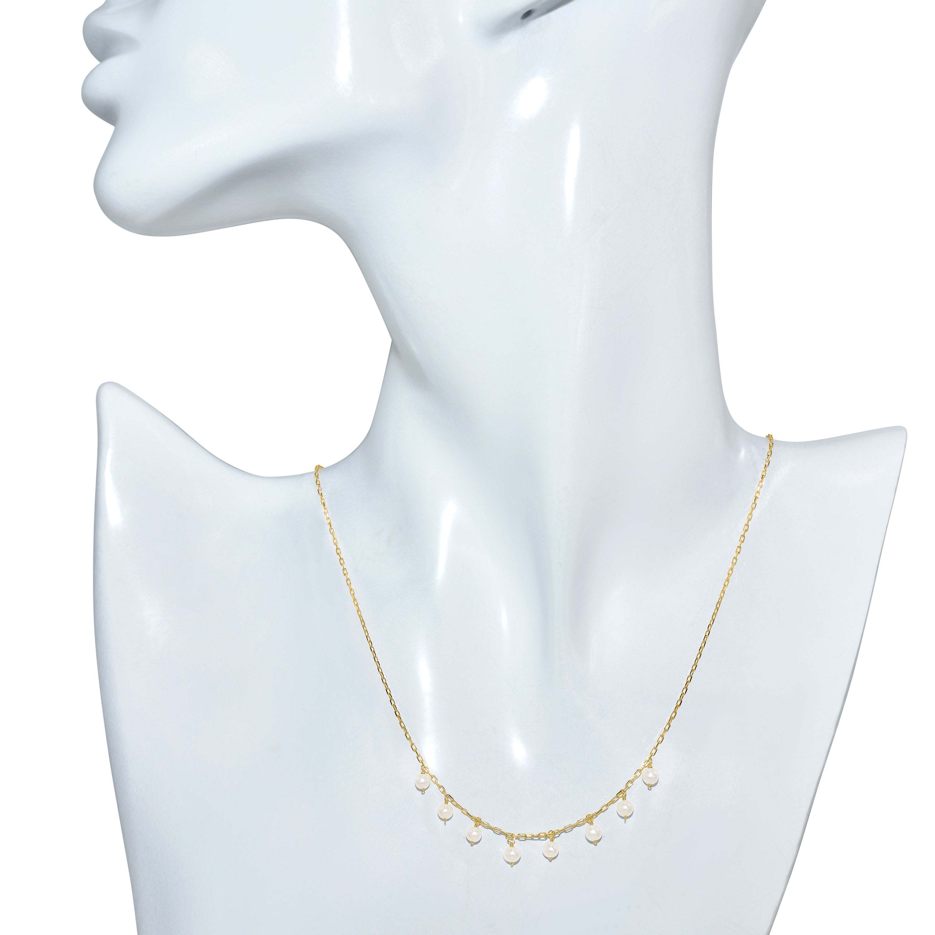 14k White Pearl Drop Necklace