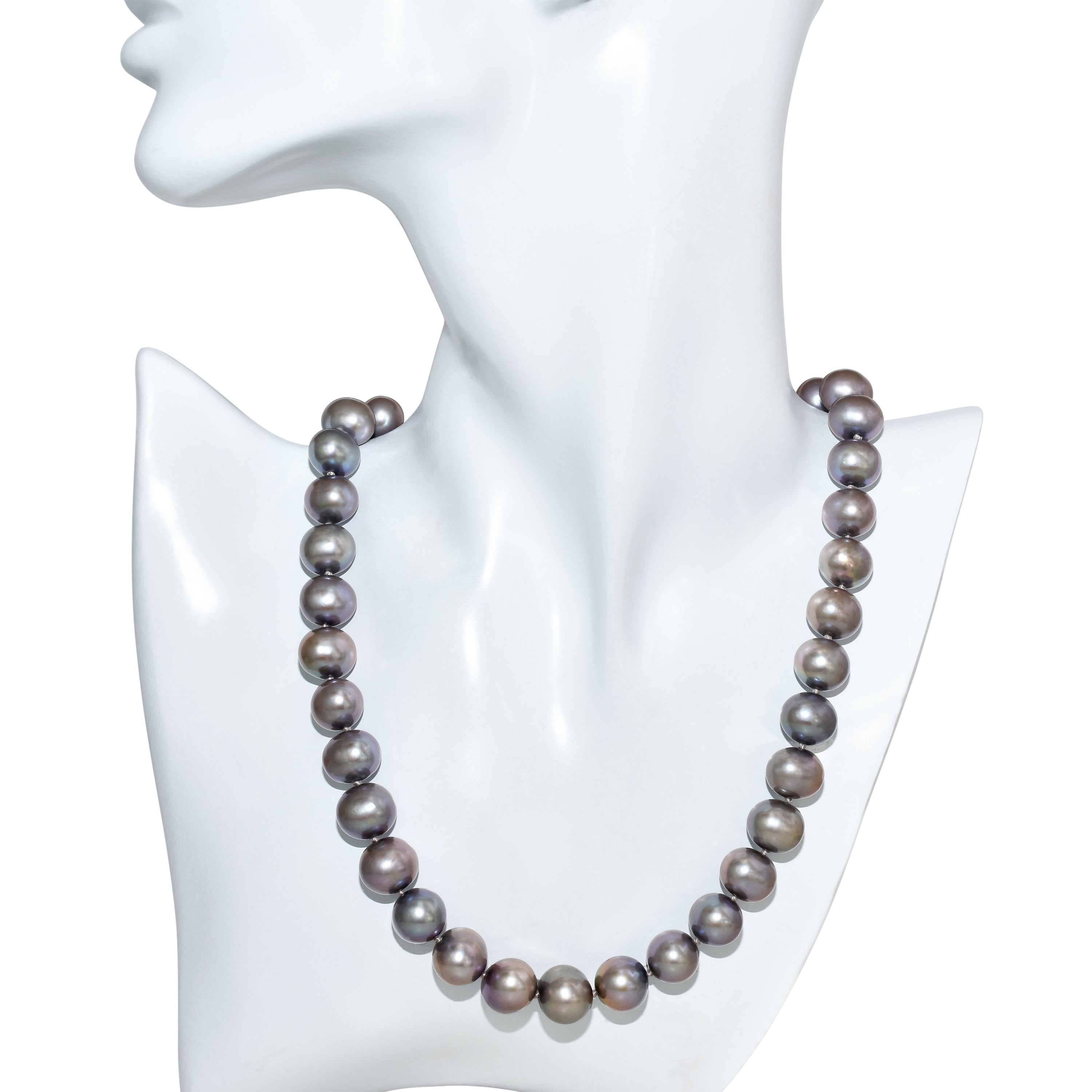 14K Dyed Grey Pearl Knotted Necklace