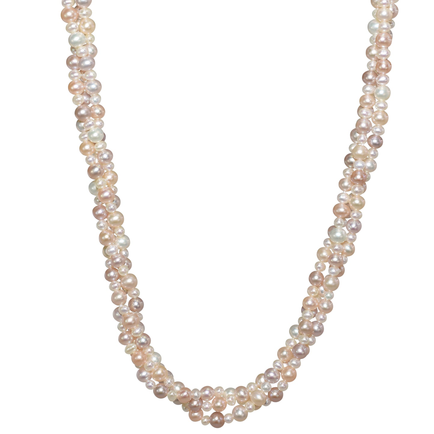 14k Multi Natural Pink Pearl Three Row Necklace
