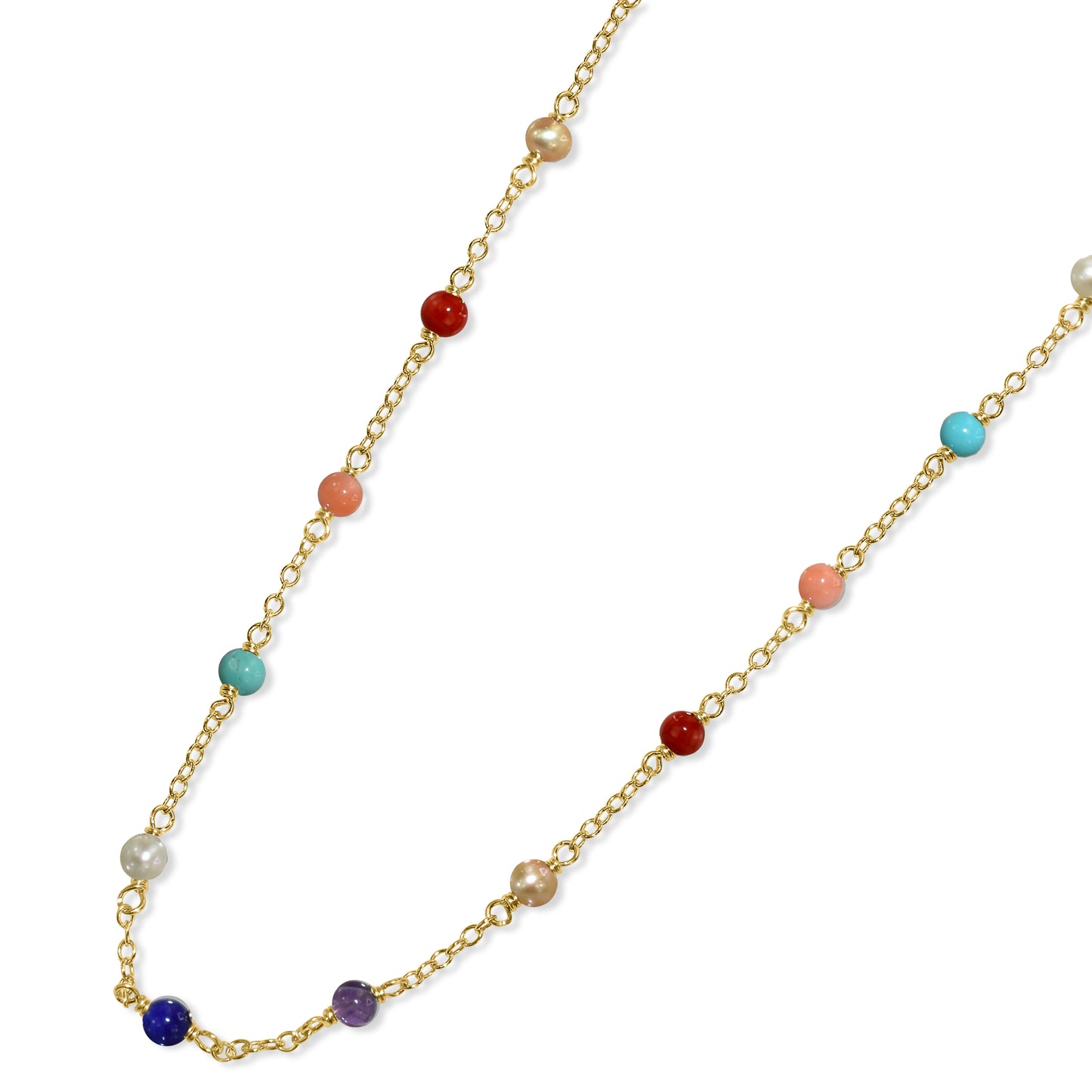 14k Yellow Station Necklace 17"