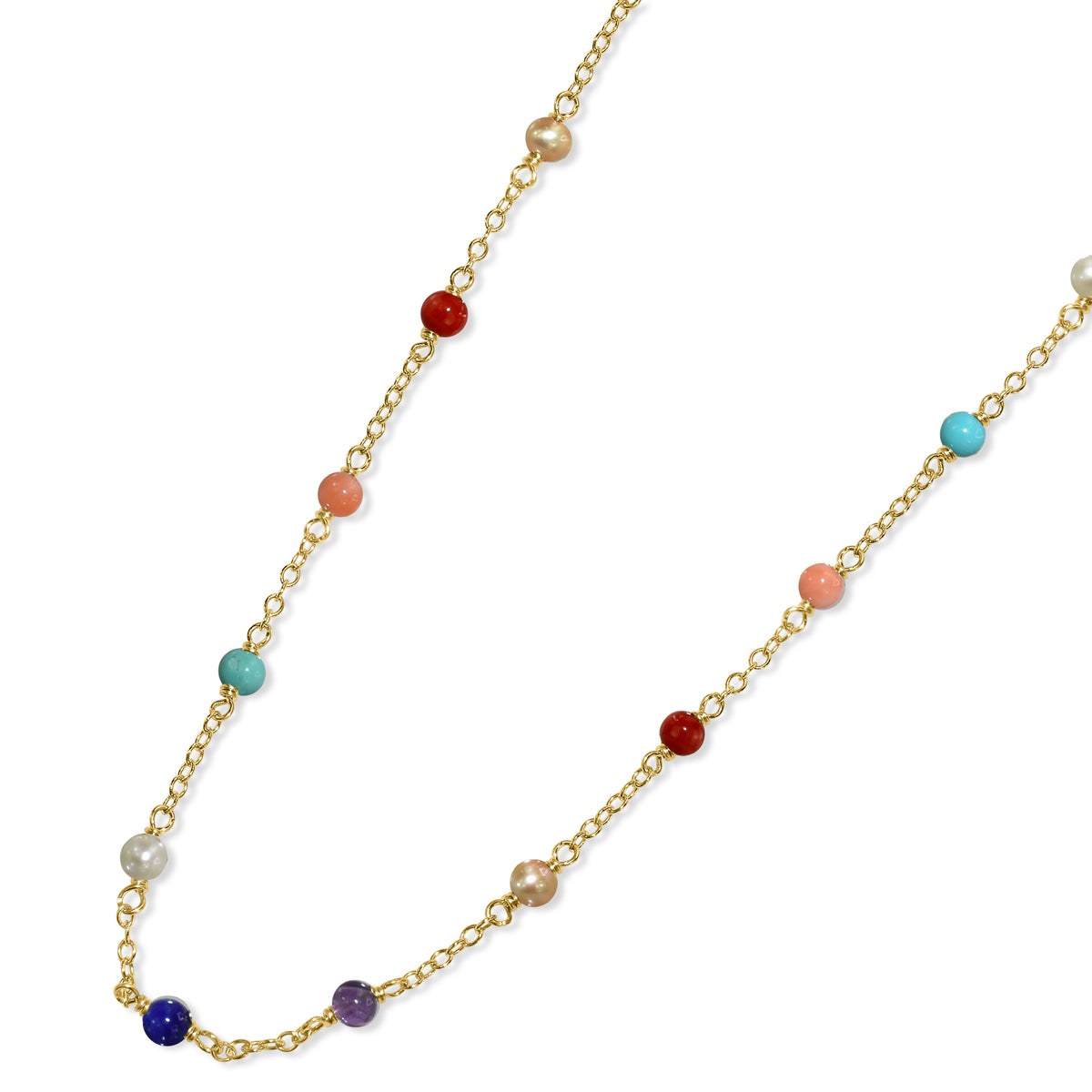 14k Yellow Gold Station Necklace