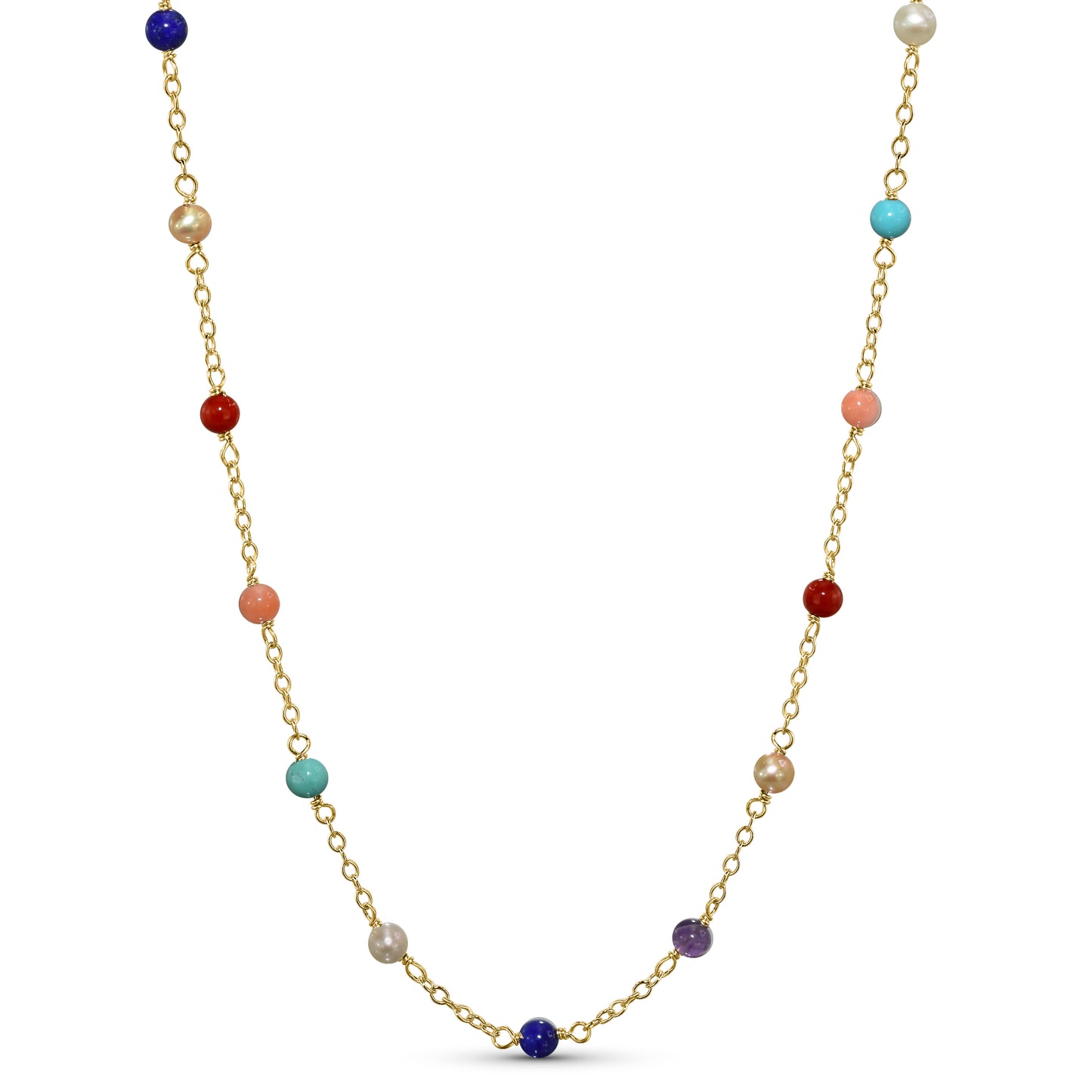14k Yellow Station Necklace 17"